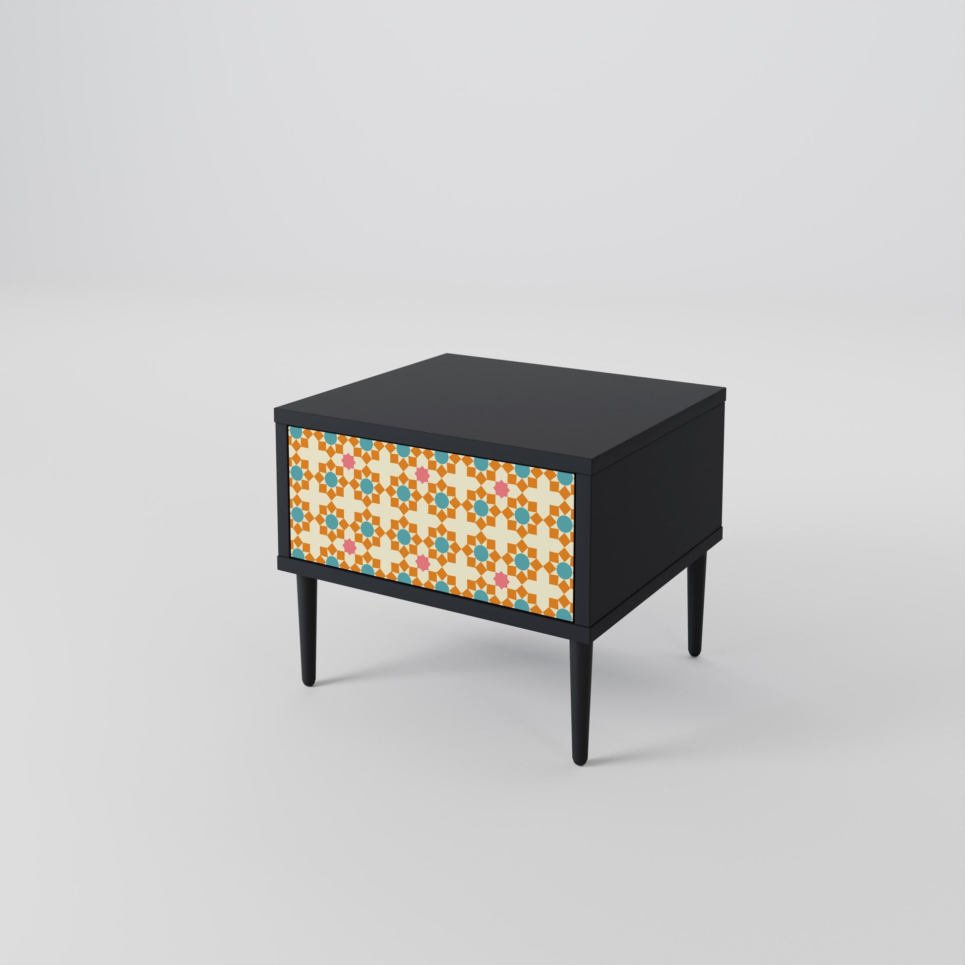 Table de chevet FLORAL DECOR en finition noire