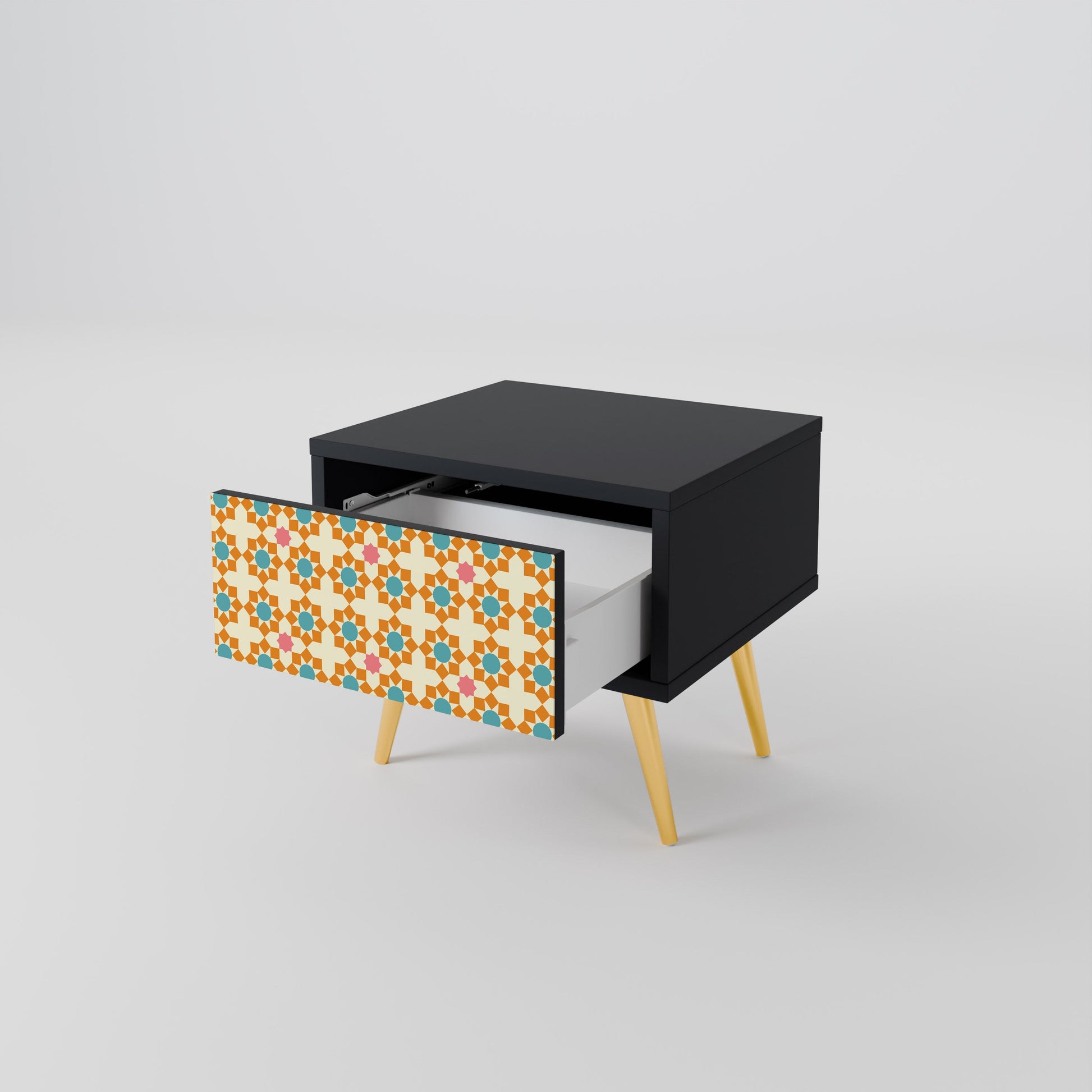 Table de chevet FLORAL DECOR en finition noire