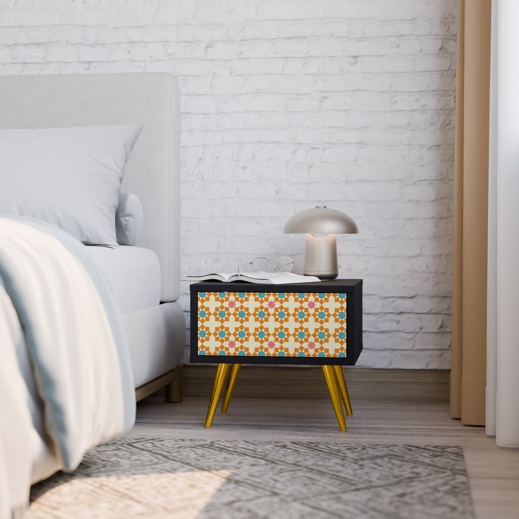 Table de chevet FLORAL DECOR en finition noire