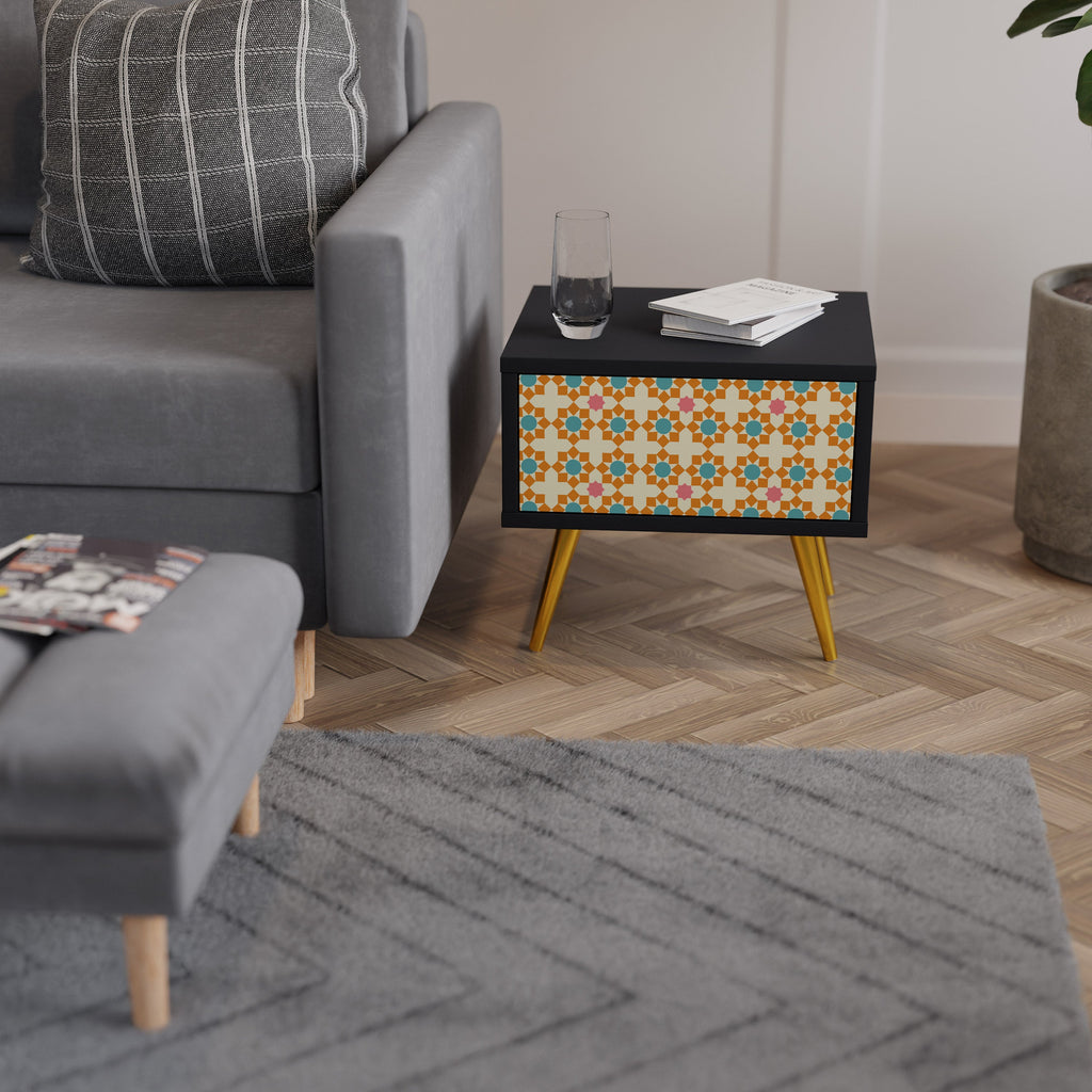 Table de chevet FLORAL DECOR en finition noire