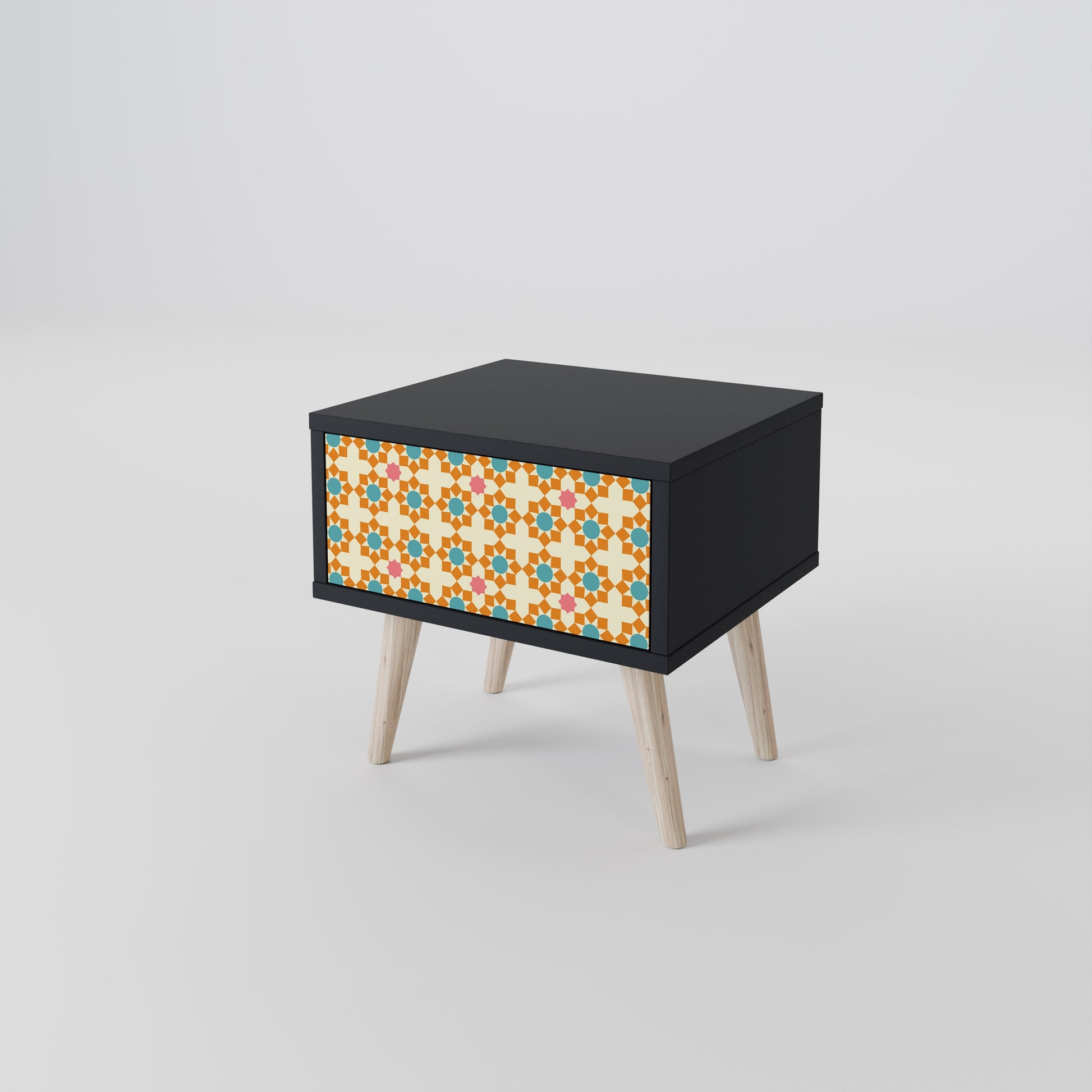 Table de chevet FLORAL DECOR en finition noire