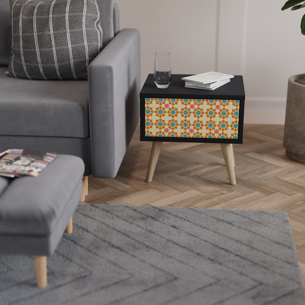 Table de chevet FLORAL DECOR en finition noire