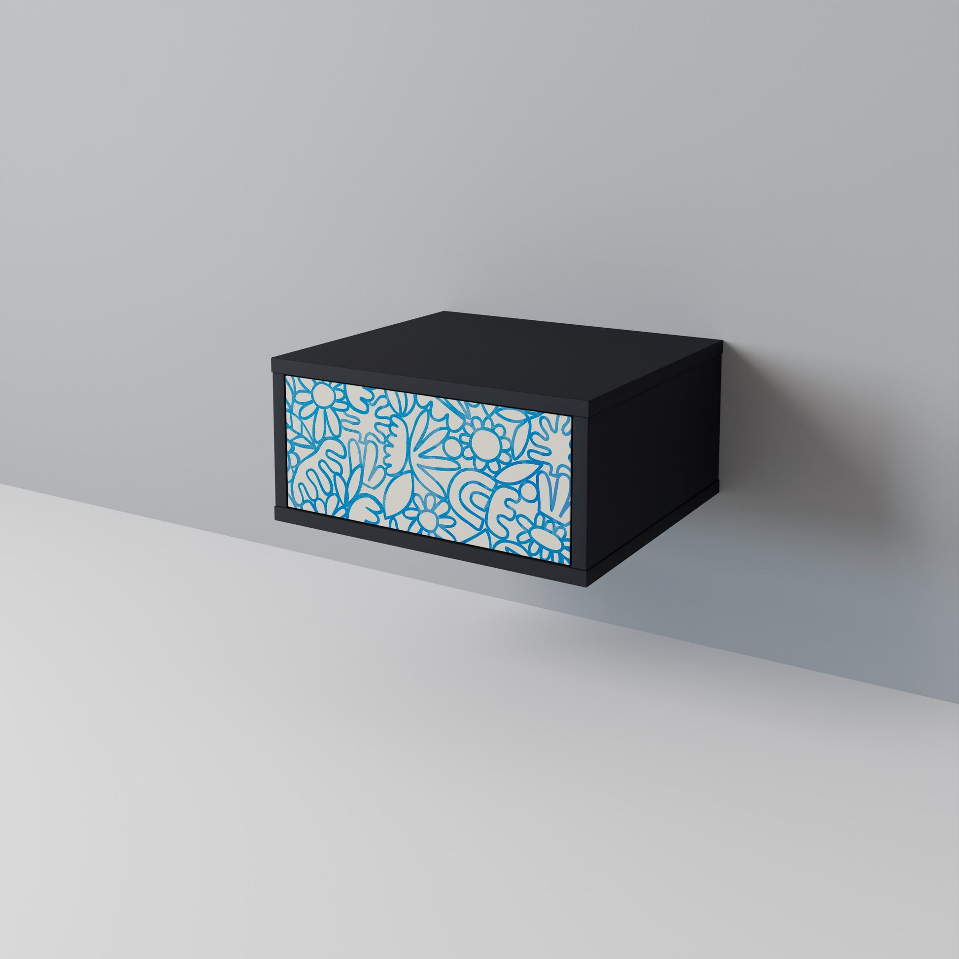 Table de chevet BLOOMY MORNING en finition noire