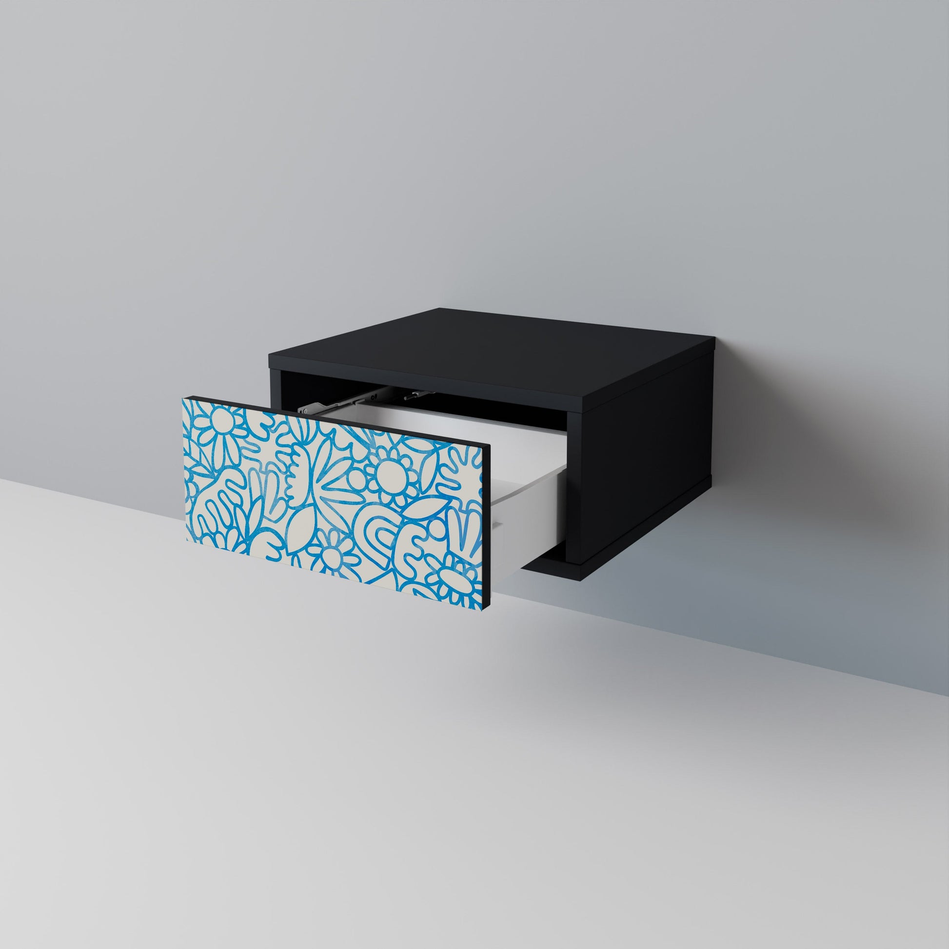 Table de chevet BLOOMY MORNING en finition noire
