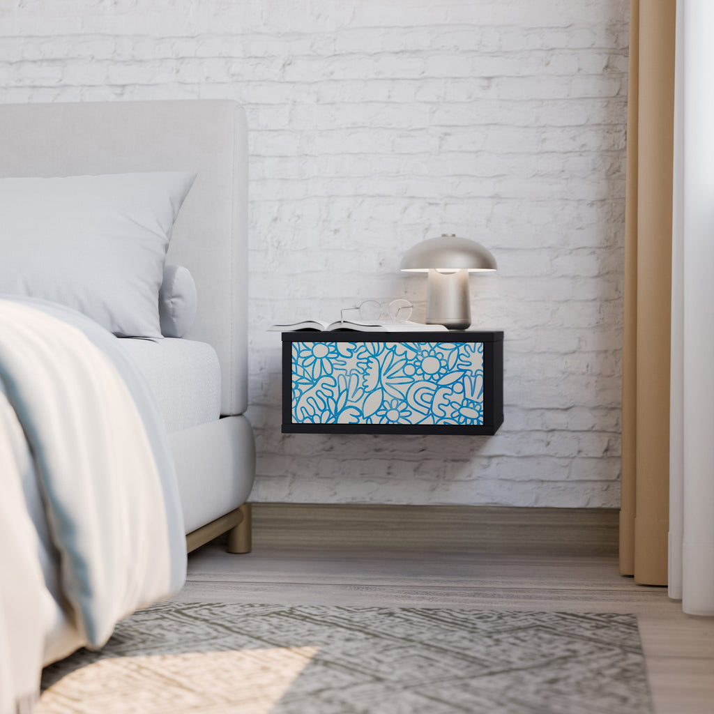 Table de chevet BLOOMY MORNING en finition noire