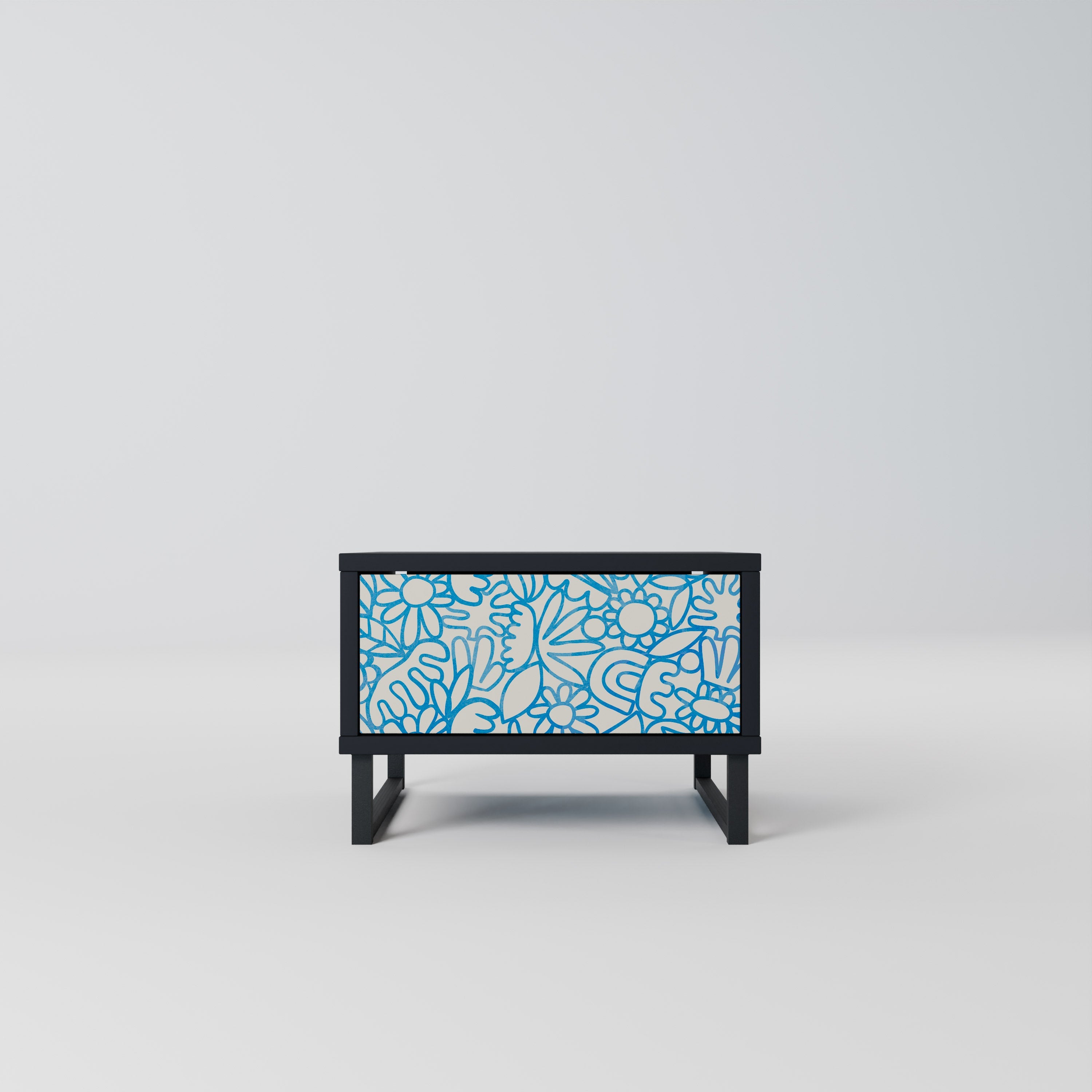 Table de chevet BLOOMY MORNING en finition noire