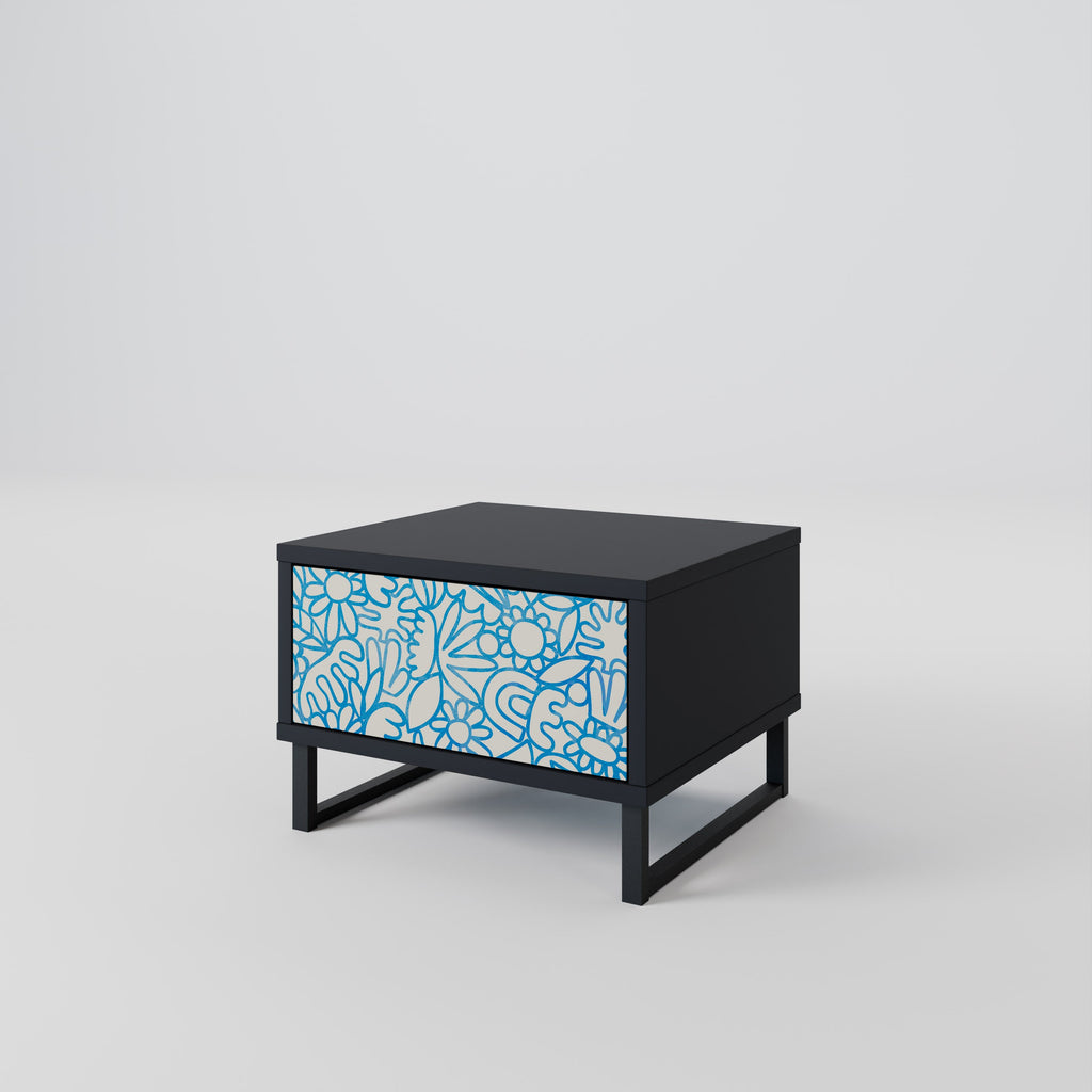 Table de chevet BLOOMY MORNING en finition noire