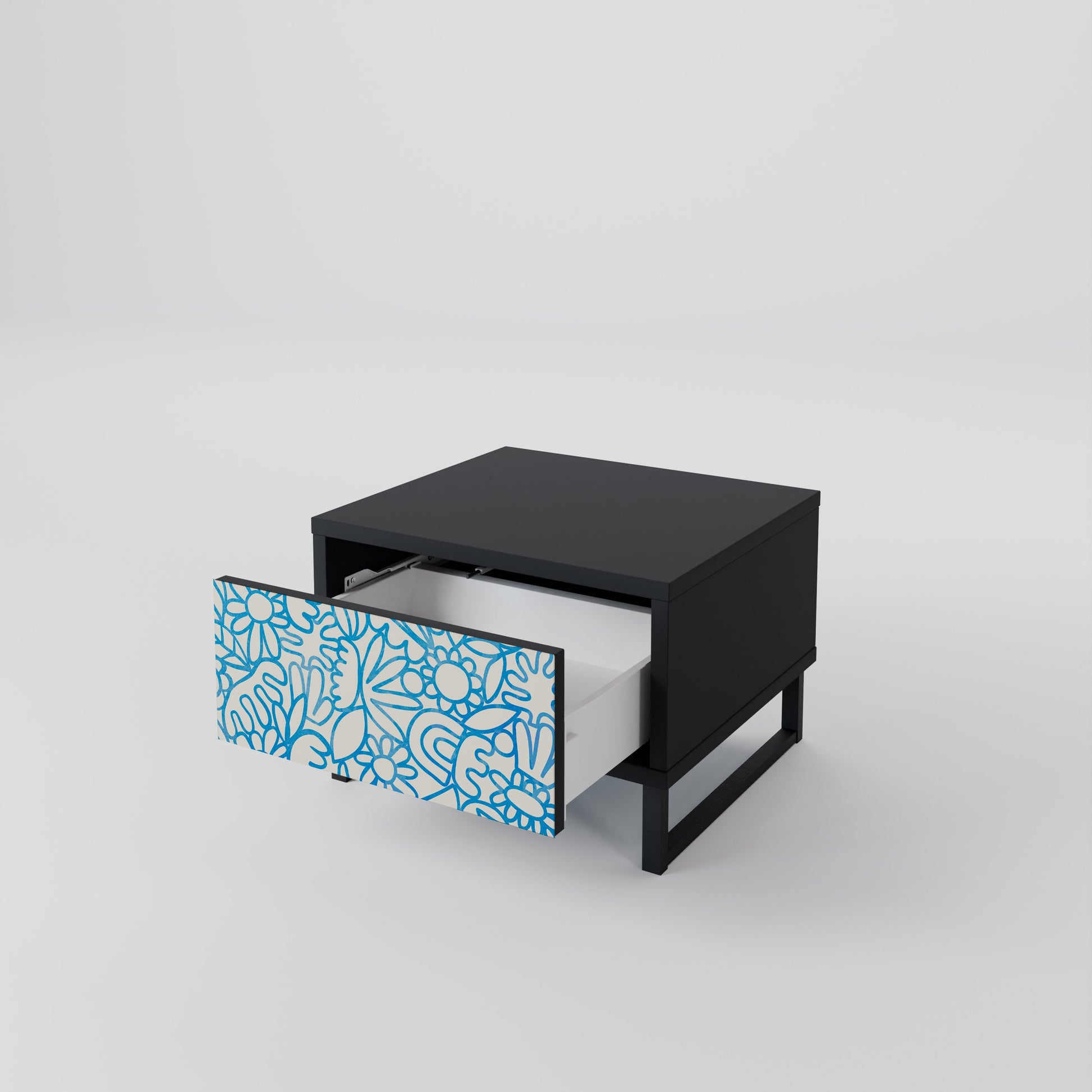 Table de chevet BLOOMY MORNING en finition noire