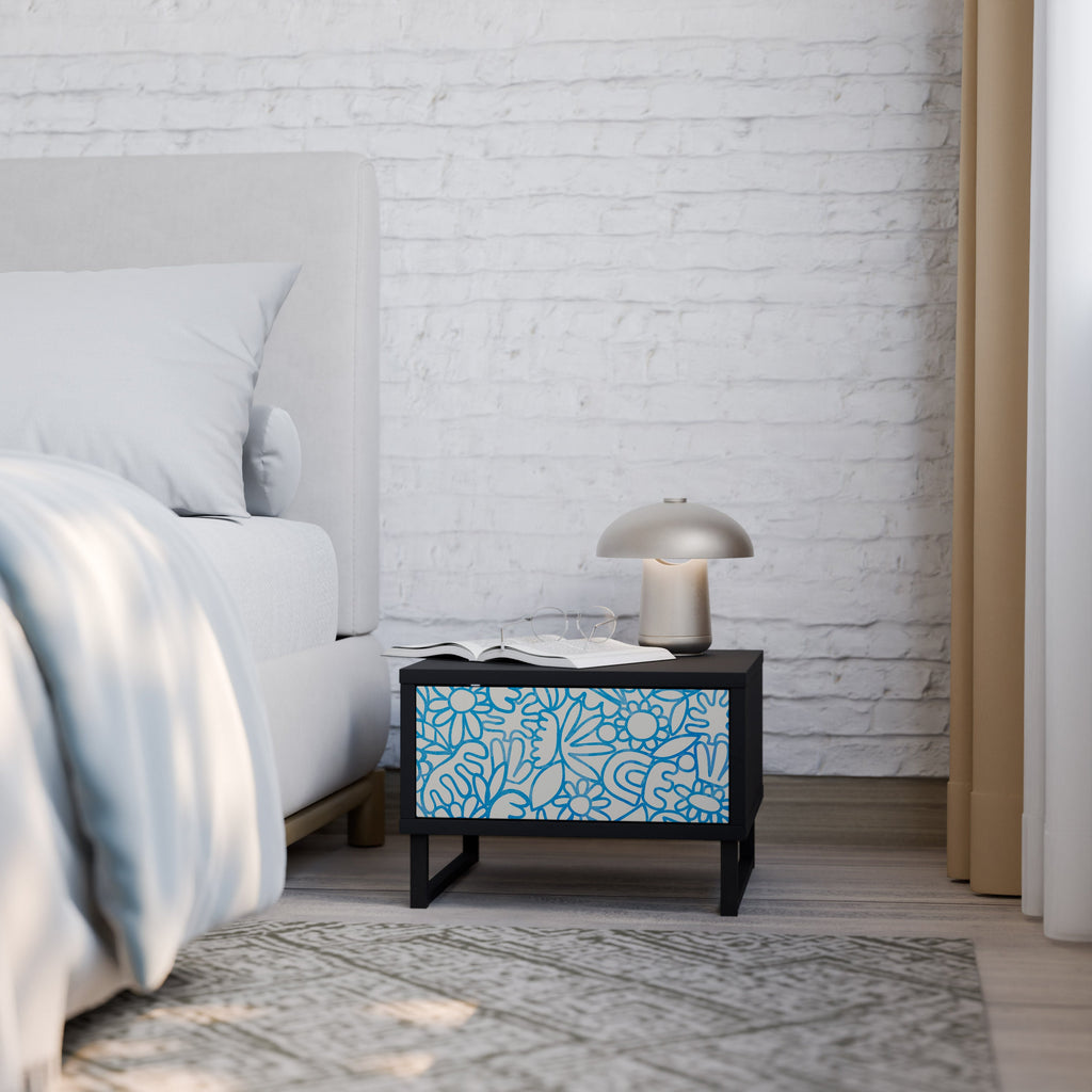 Table de chevet BLOOMY MORNING en finition noire