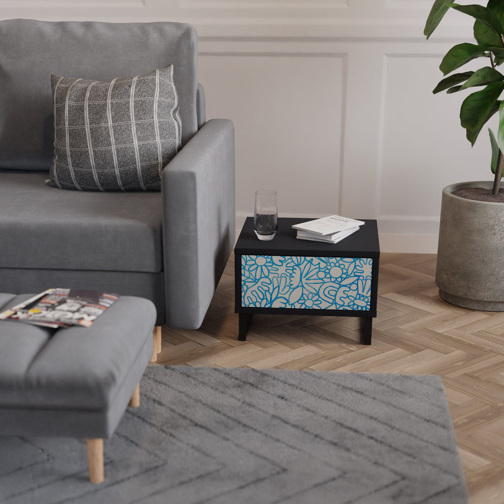 Table de chevet BLOOMY MORNING en finition noire