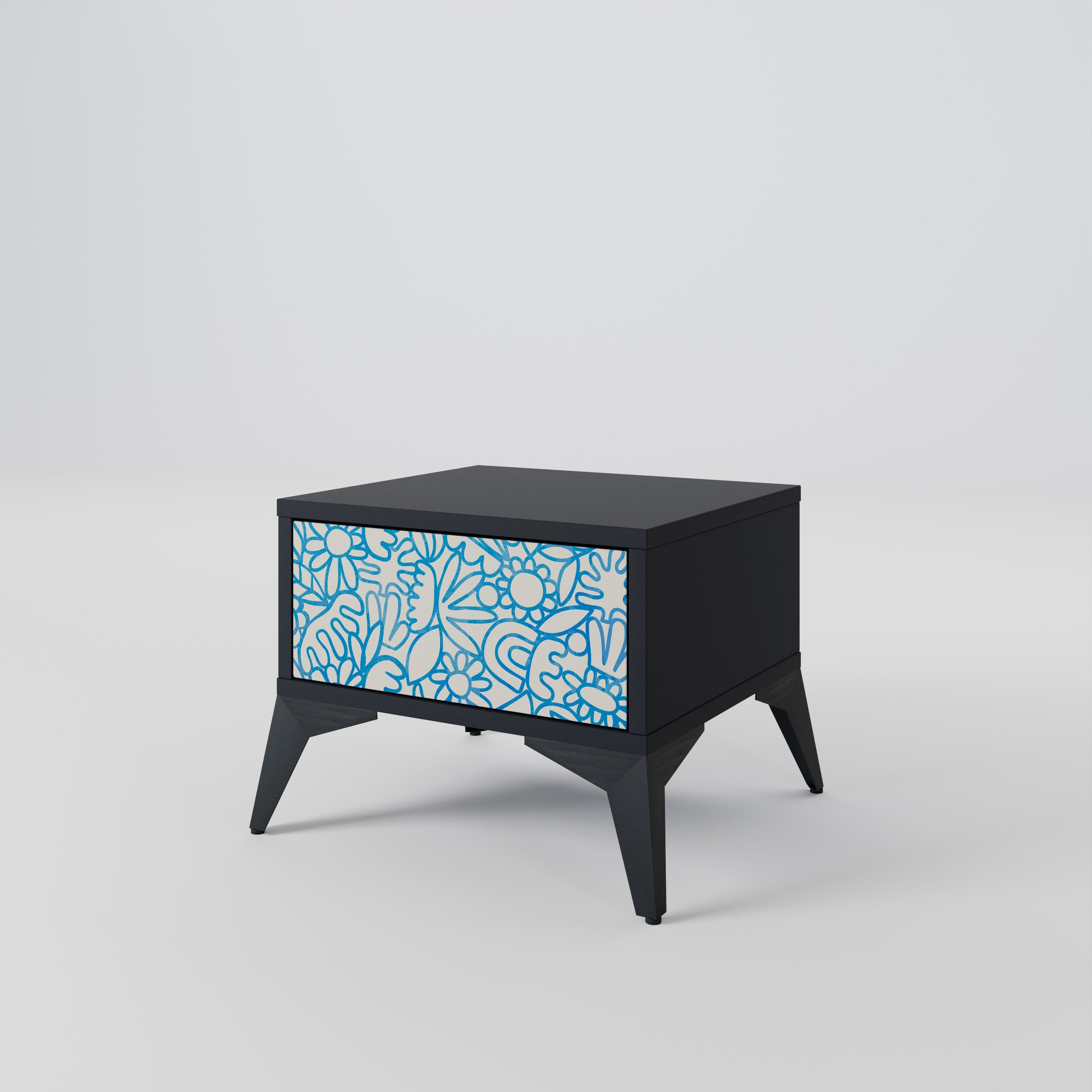 Table de chevet BLOOMY MORNING en finition noire