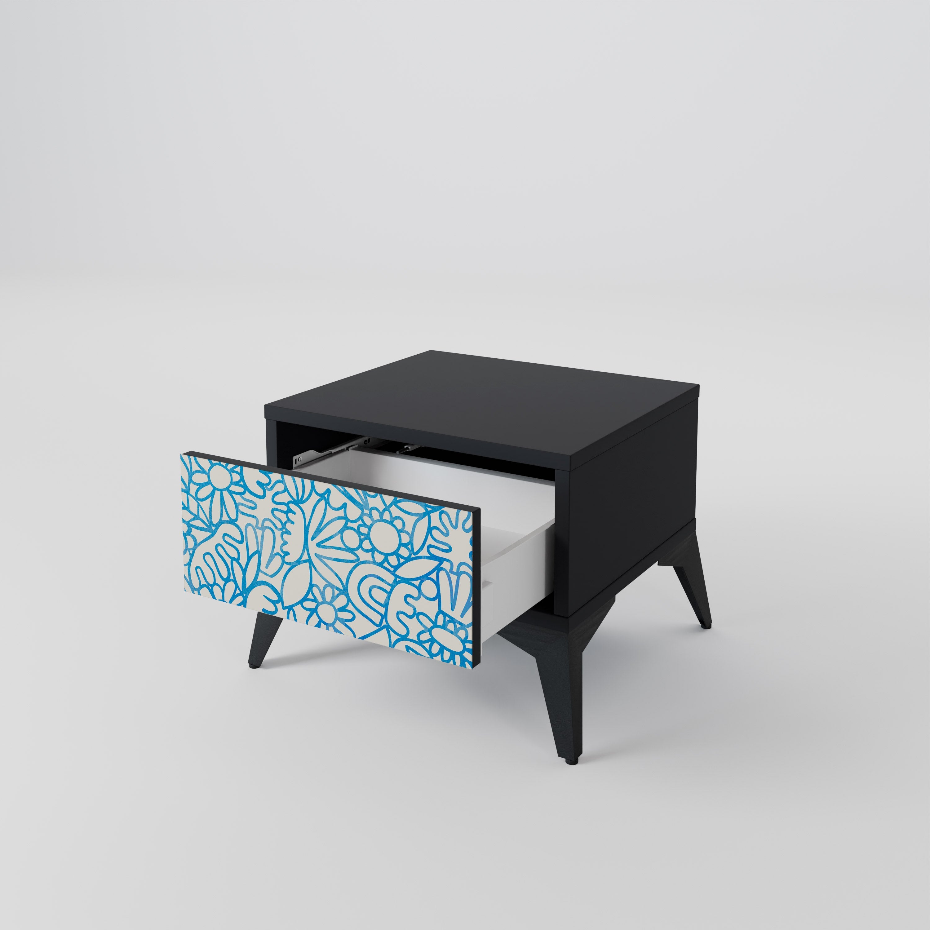 Table de chevet BLOOMY MORNING en finition noire