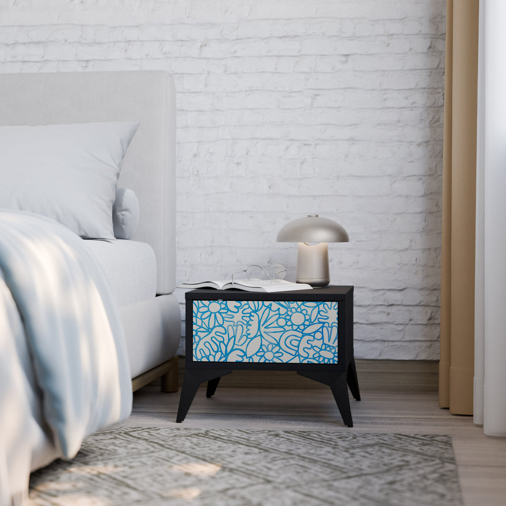 Table de chevet BLOOMY MORNING en finition noire