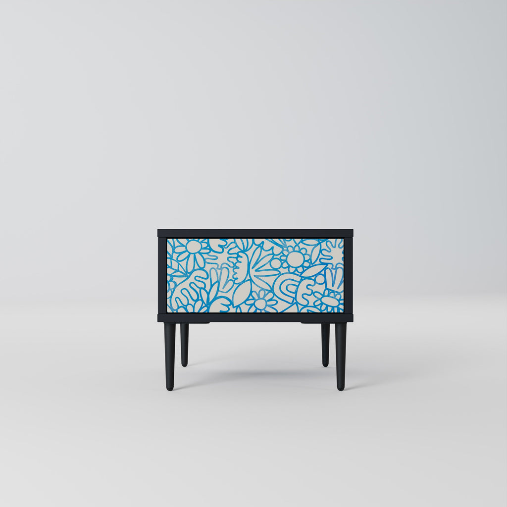 Table de chevet BLOOMY MORNING en finition noire