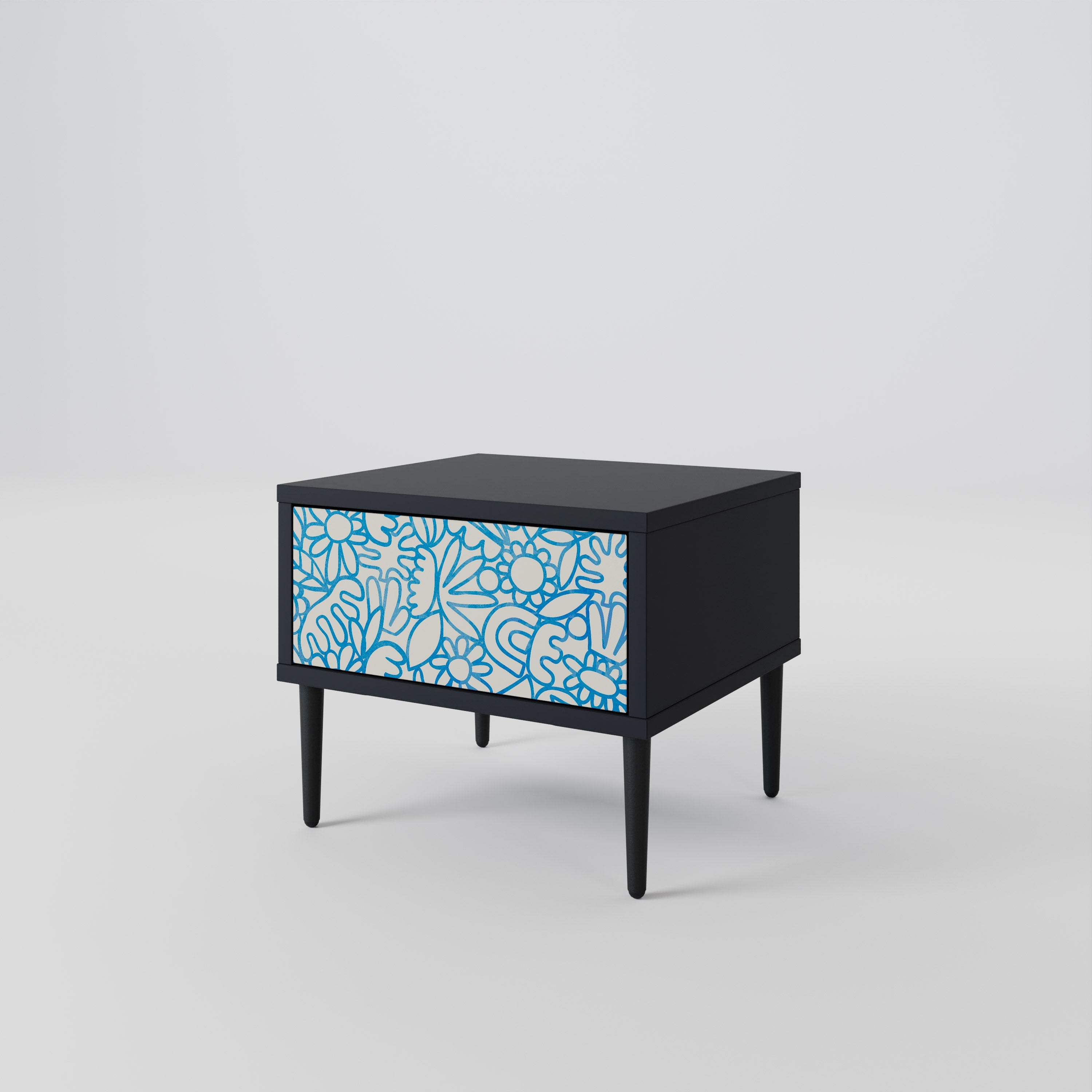 Table de chevet BLOOMY MORNING en finition noire
