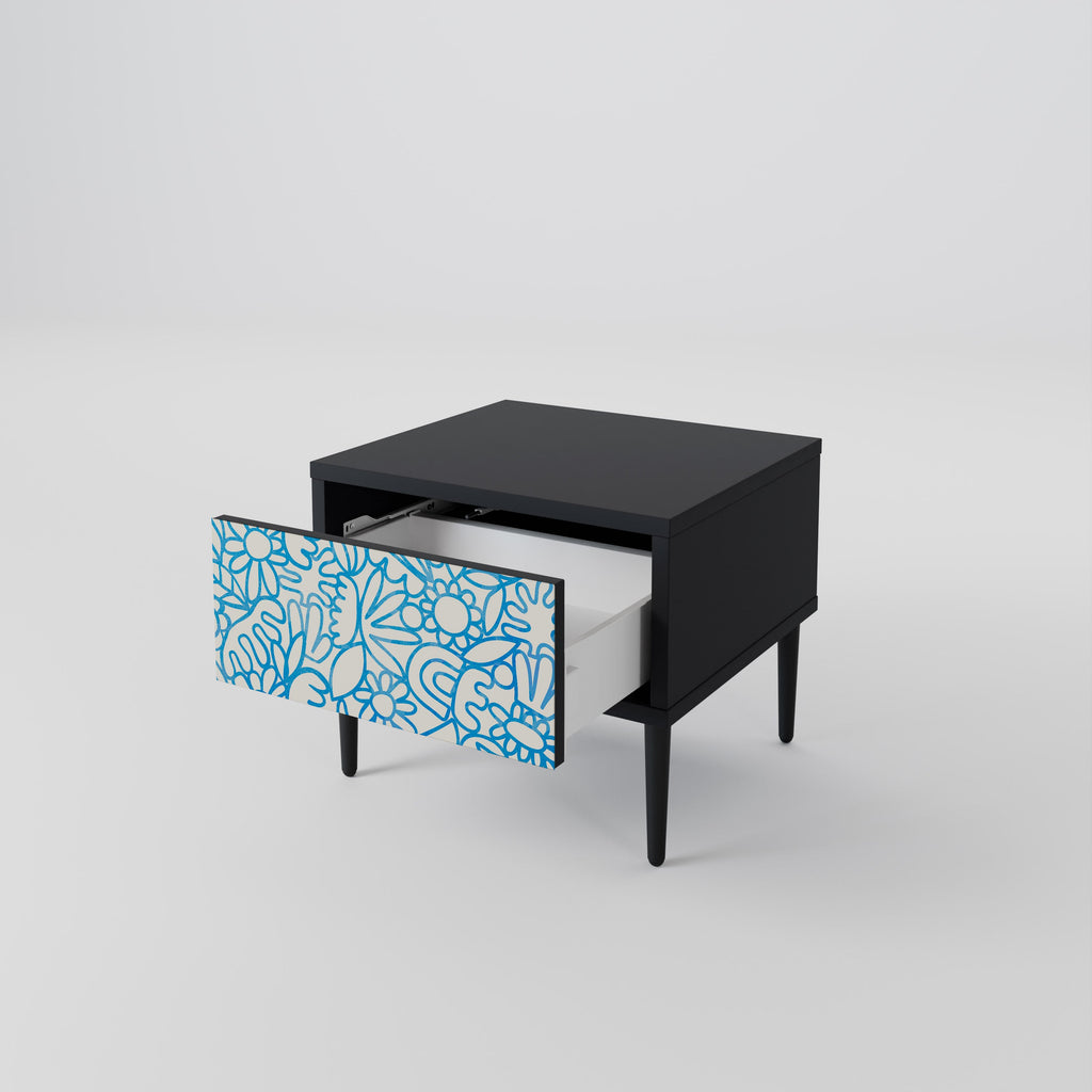 Table de chevet BLOOMY MORNING en finition noire