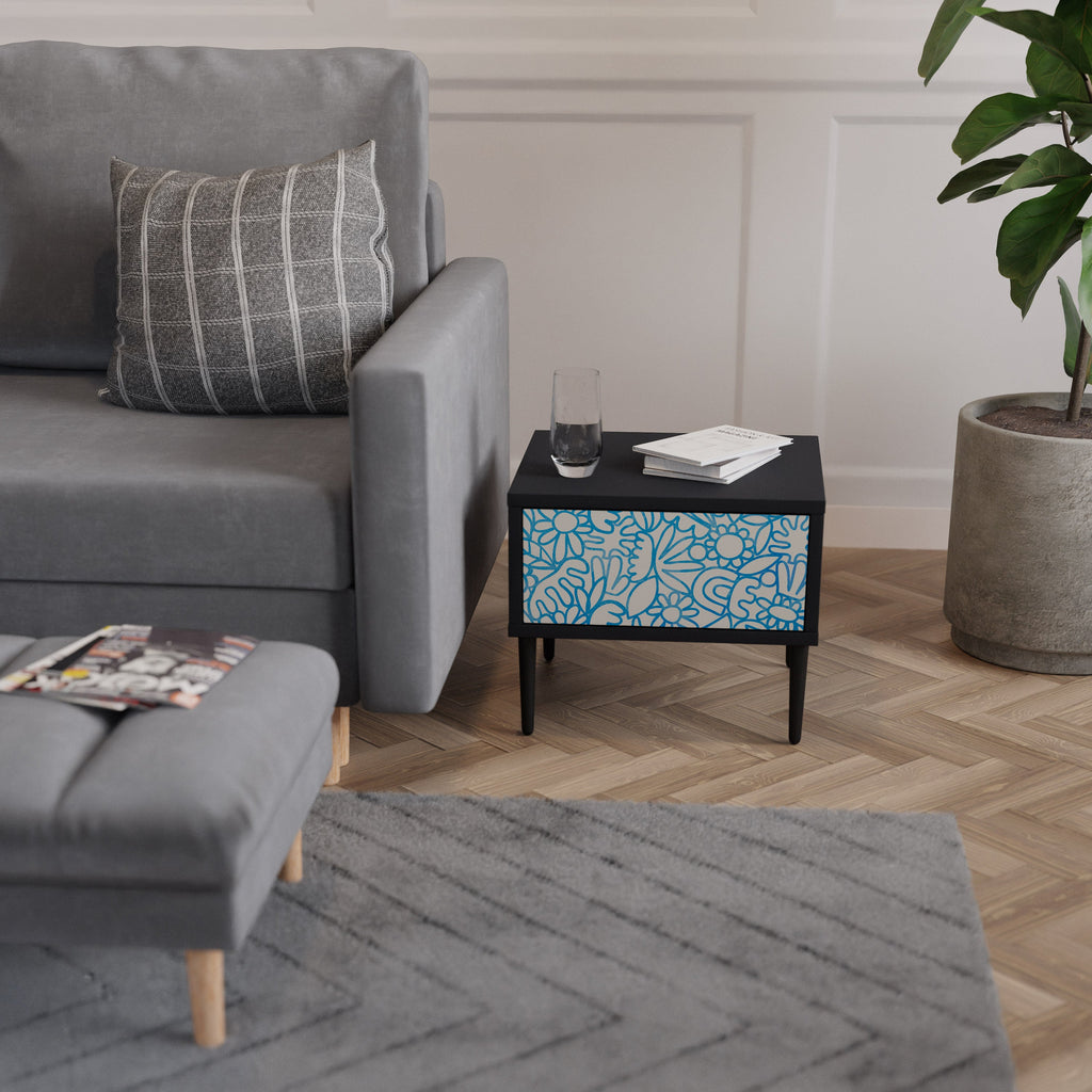 Table de chevet BLOOMY MORNING en finition noire