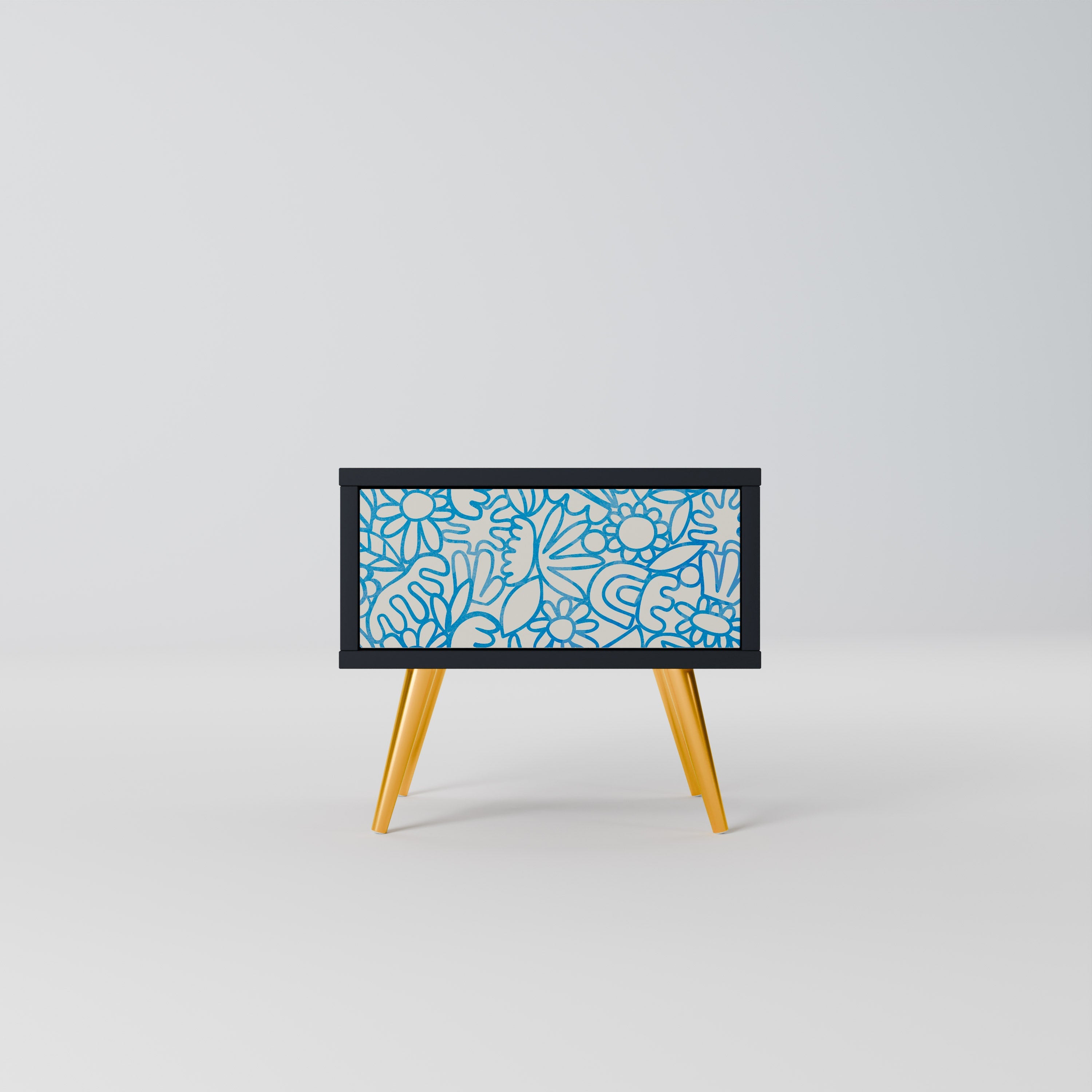 Table de chevet BLOOMY MORNING en finition noire