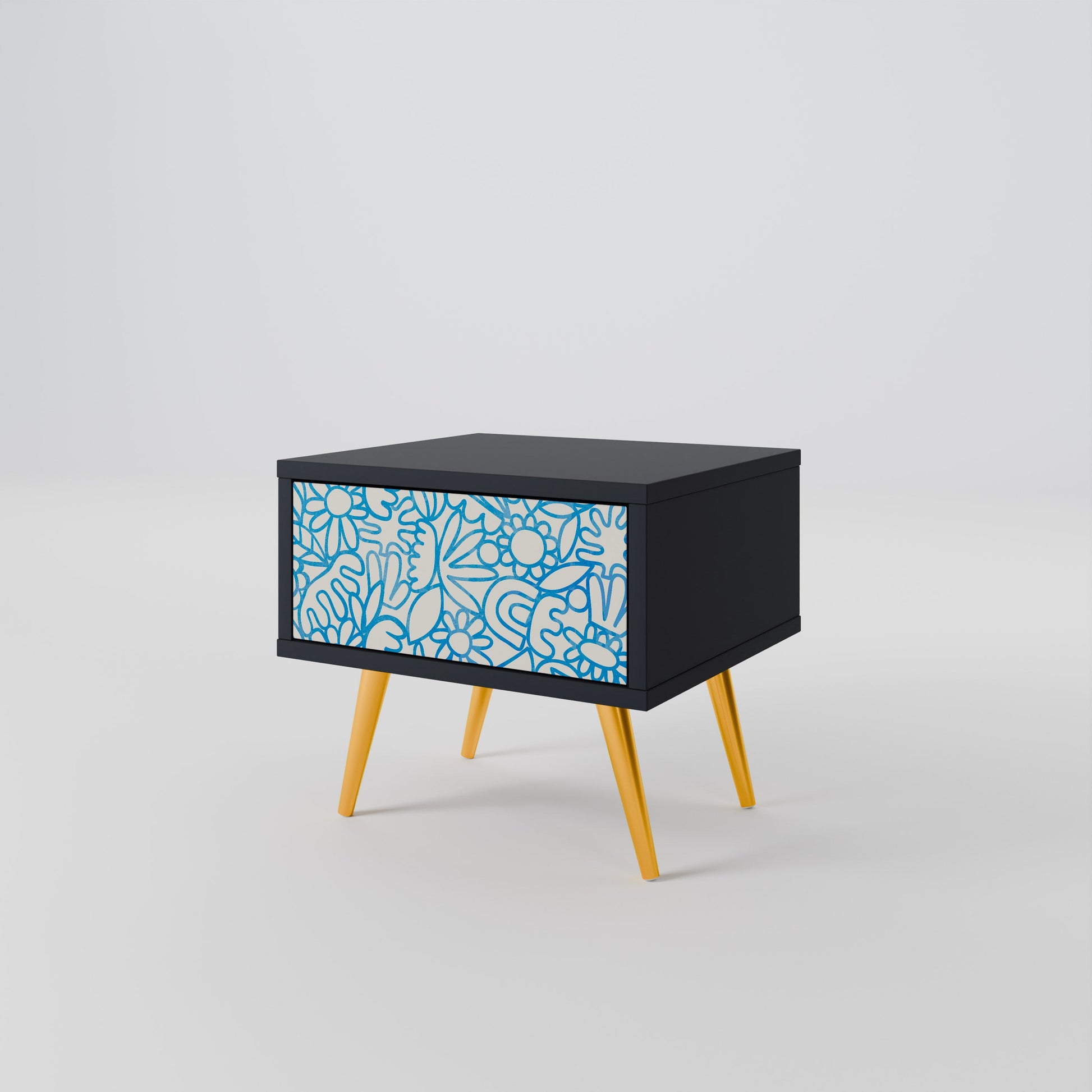 Table de chevet BLOOMY MORNING en finition noire