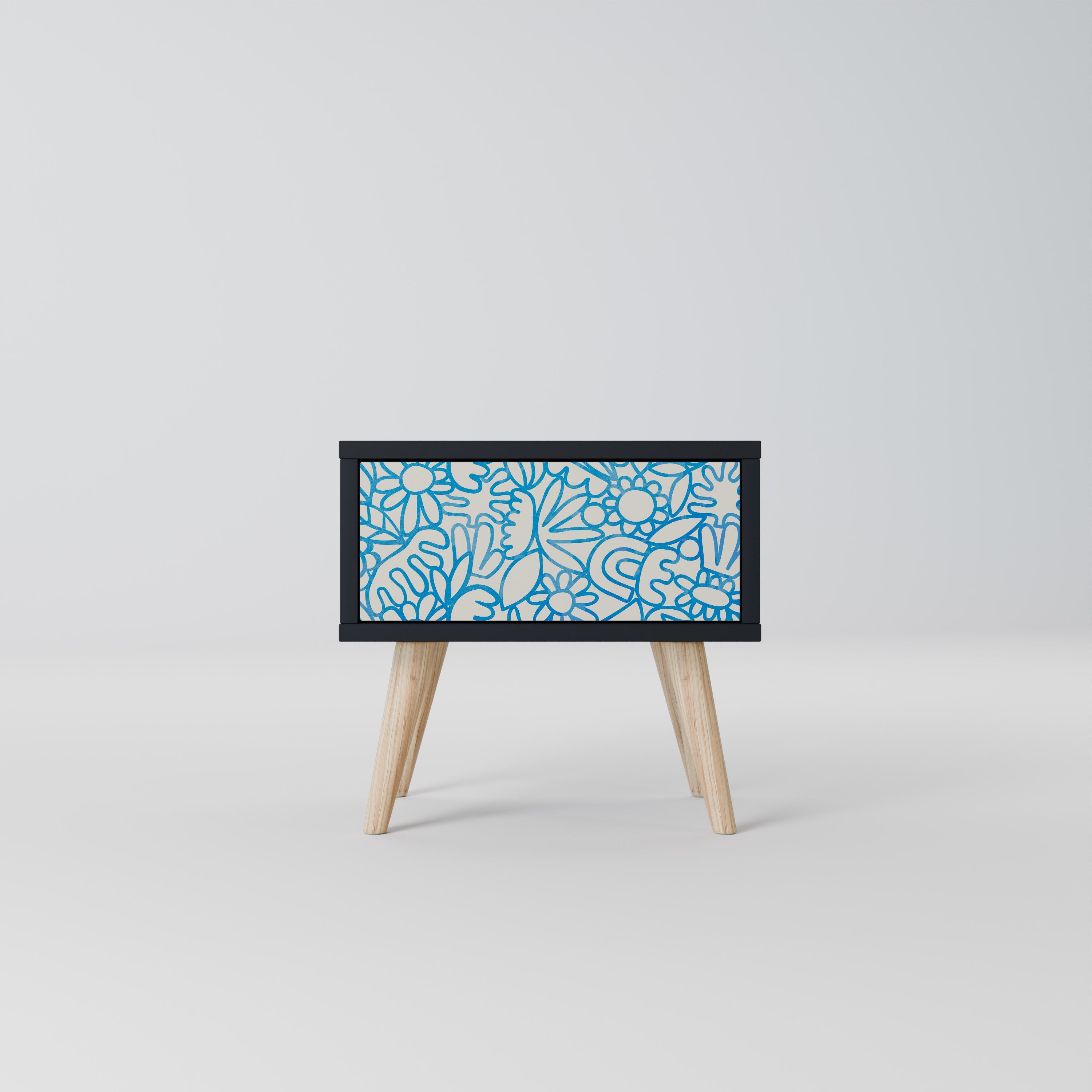 Table de chevet BLOOMY MORNING en finition noire