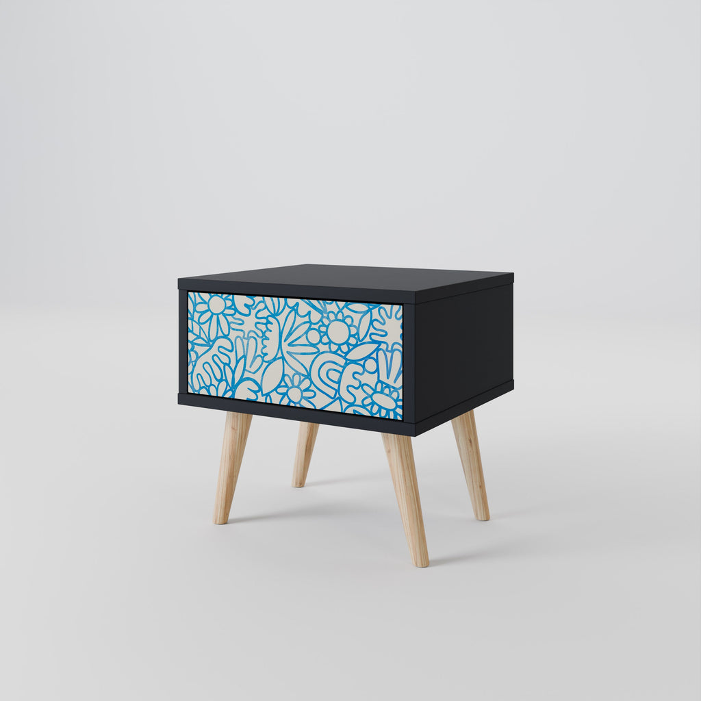 Table de chevet BLOOMY MORNING en finition noire