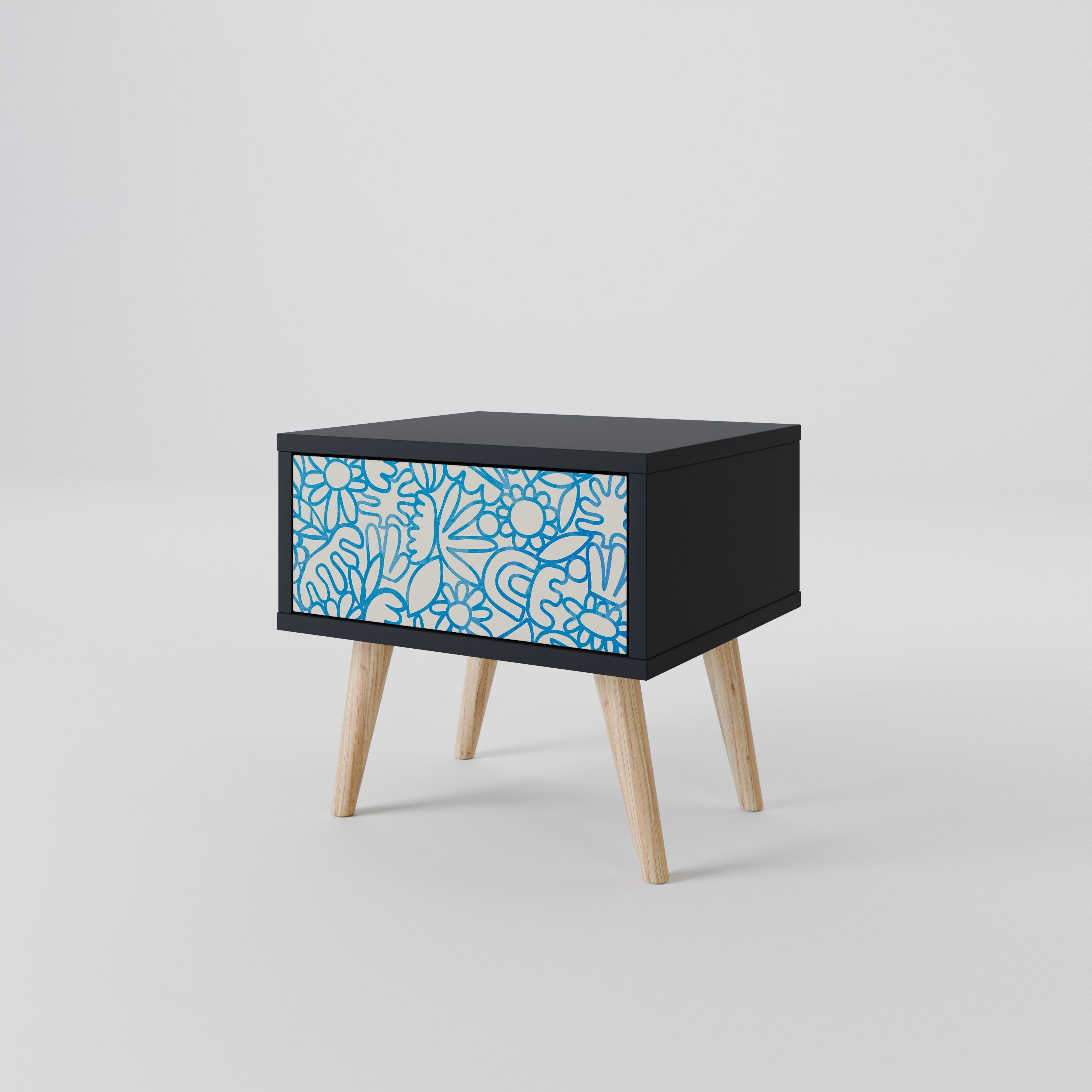 Table de chevet BLOOMY MORNING en finition noire