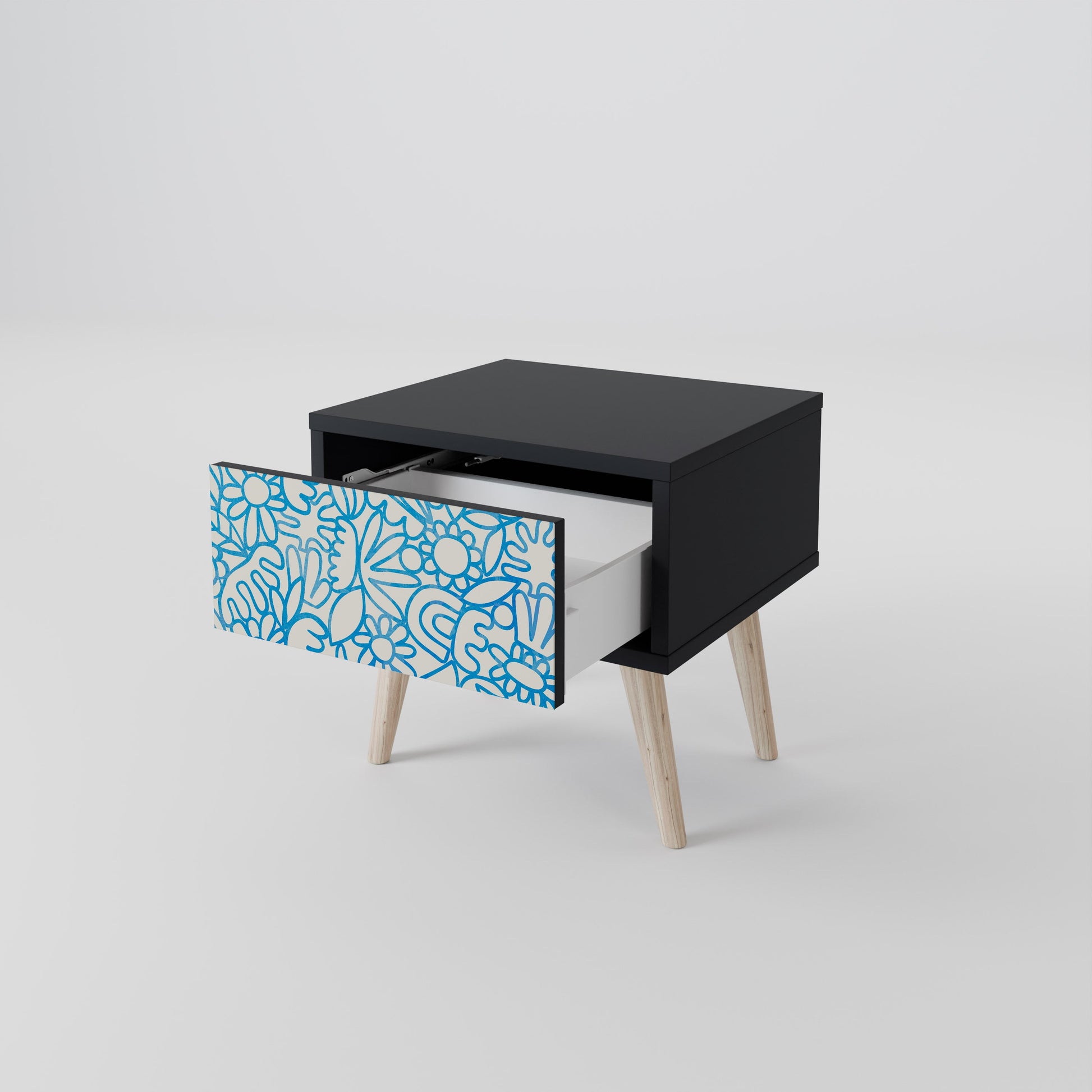 Table de chevet BLOOMY MORNING en finition noire