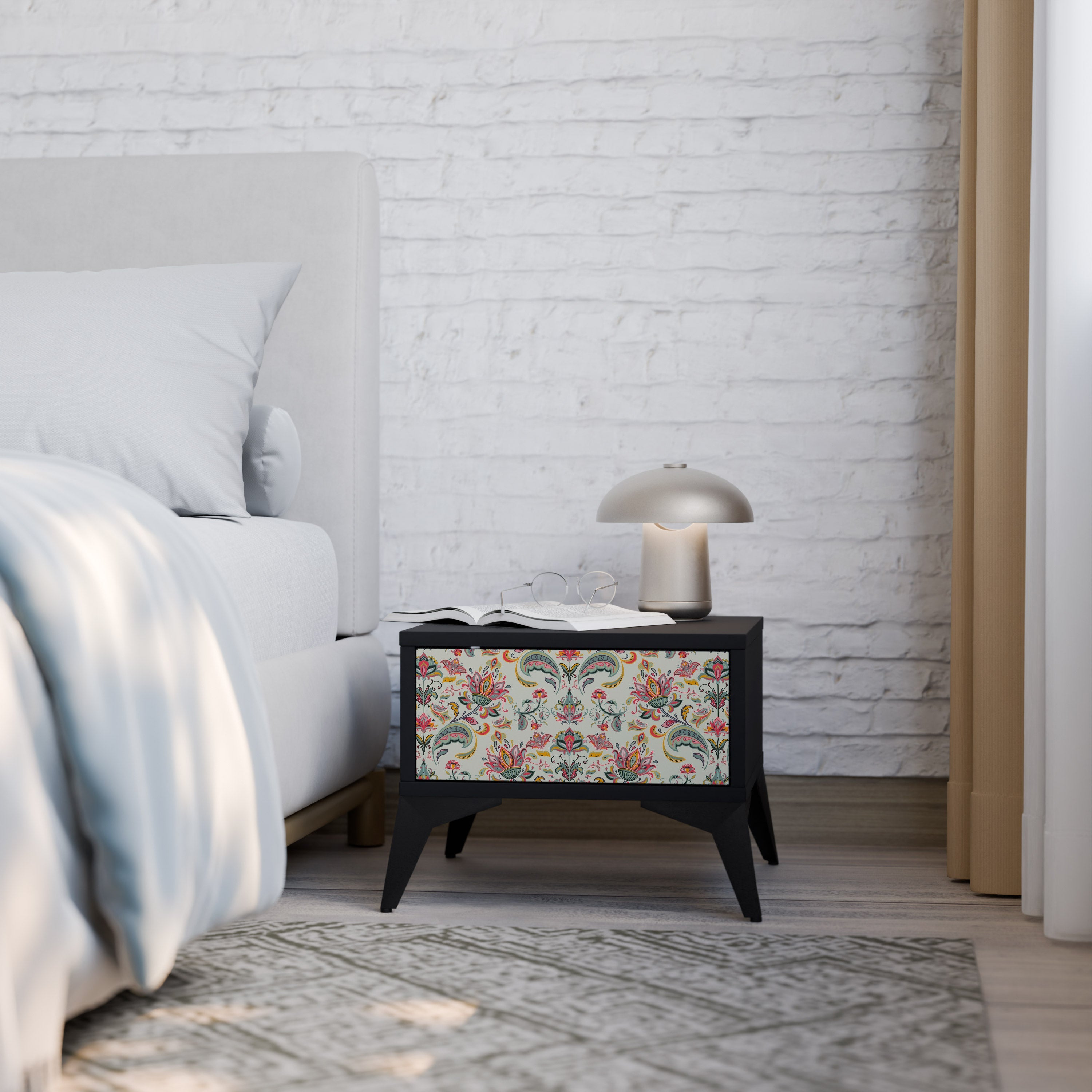 Table de chevet ORGANIC FOLKLORE en finition noire