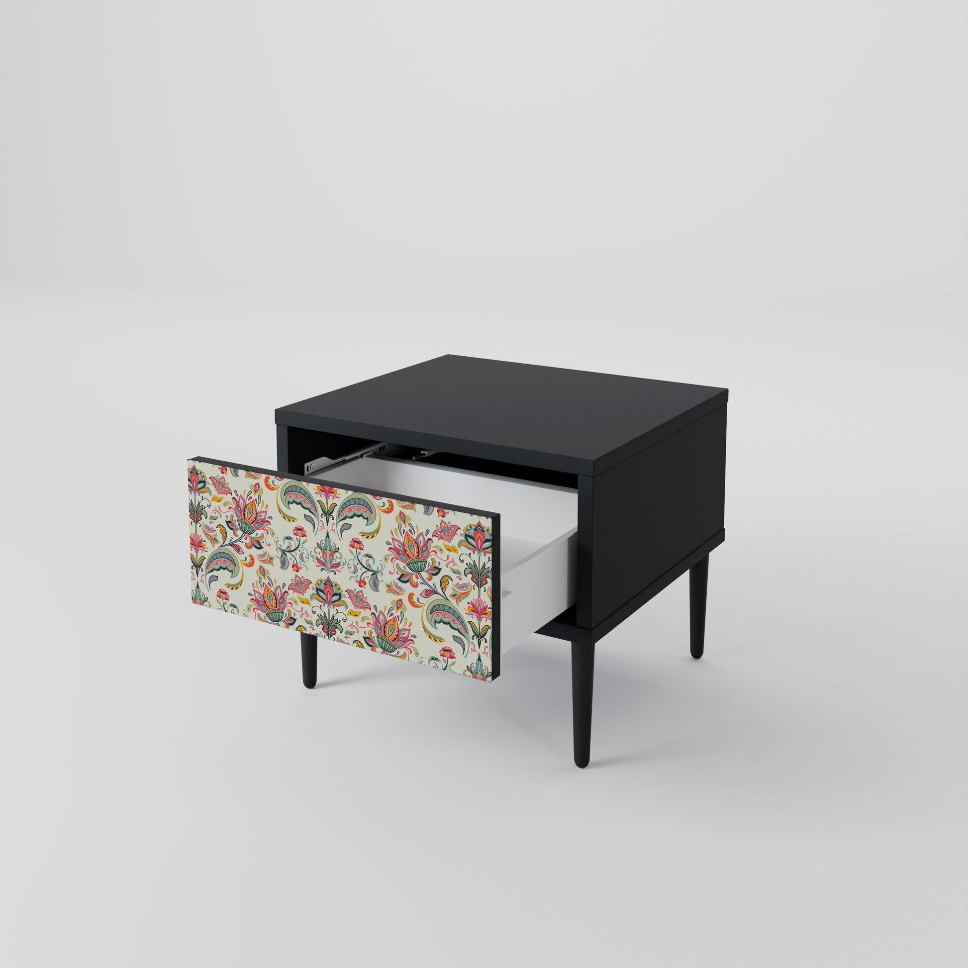 Table de chevet ORGANIC FOLKLORE en finition noire