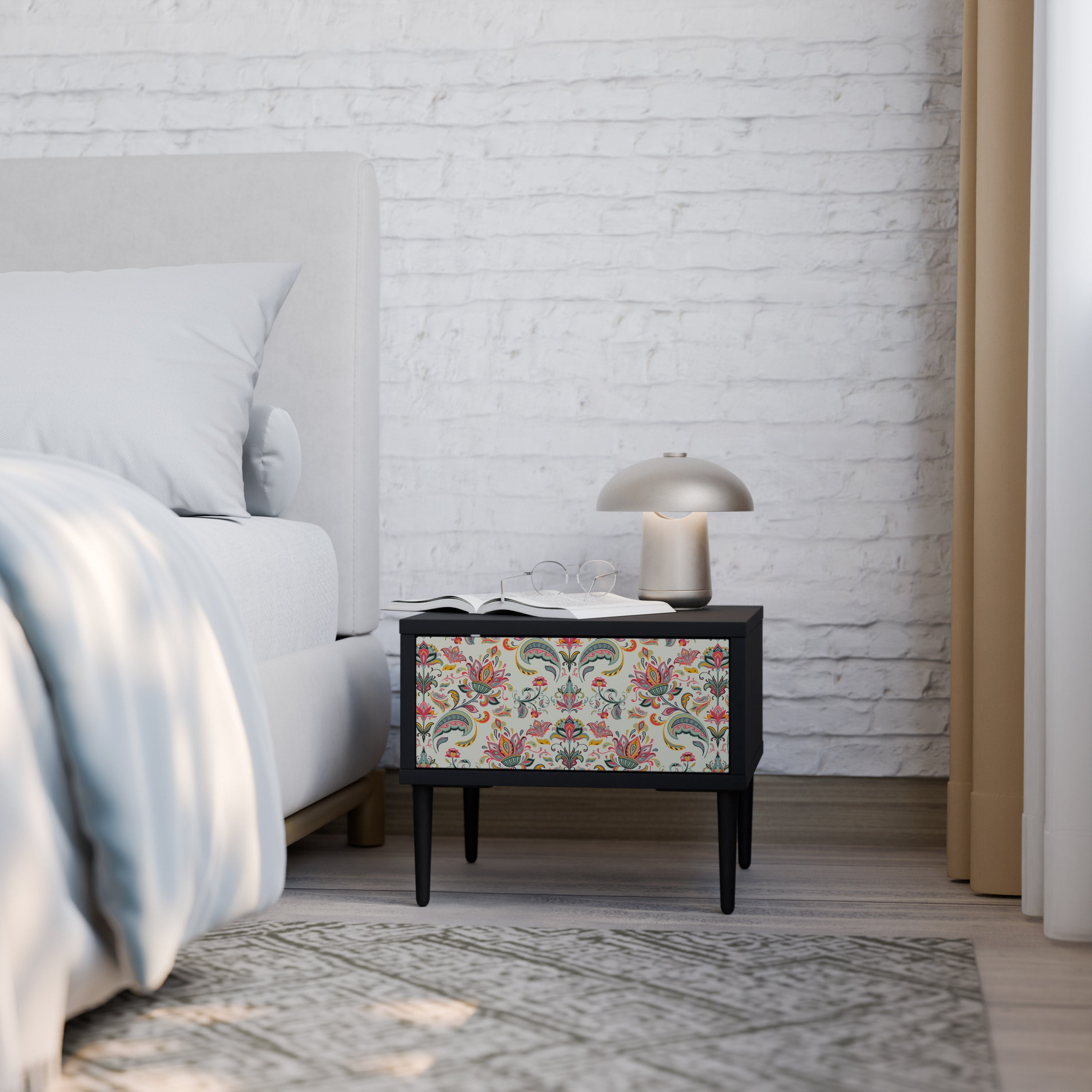 Table de chevet ORGANIC FOLKLORE en finition noire