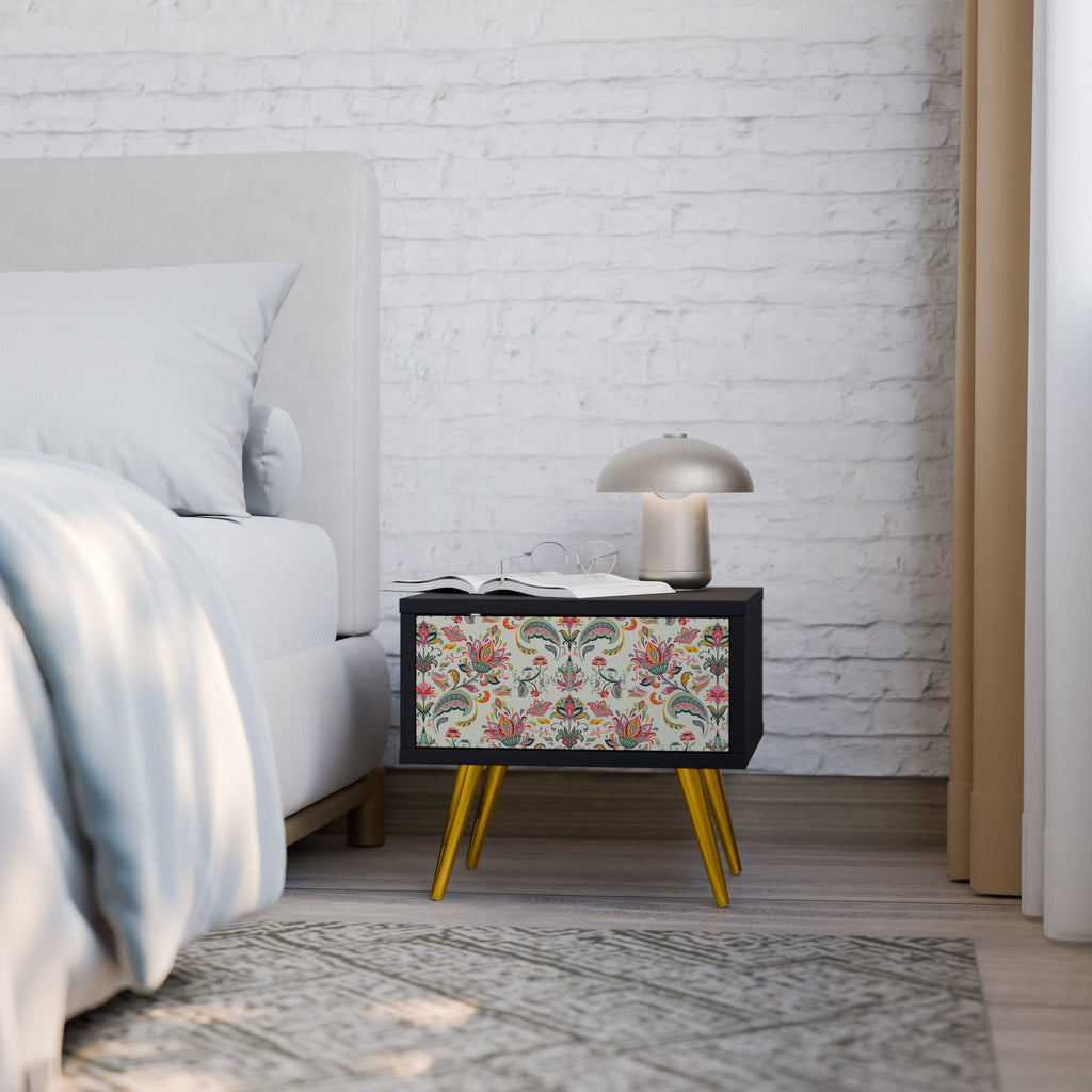 Table de chevet ORGANIC FOLKLORE en finition noire