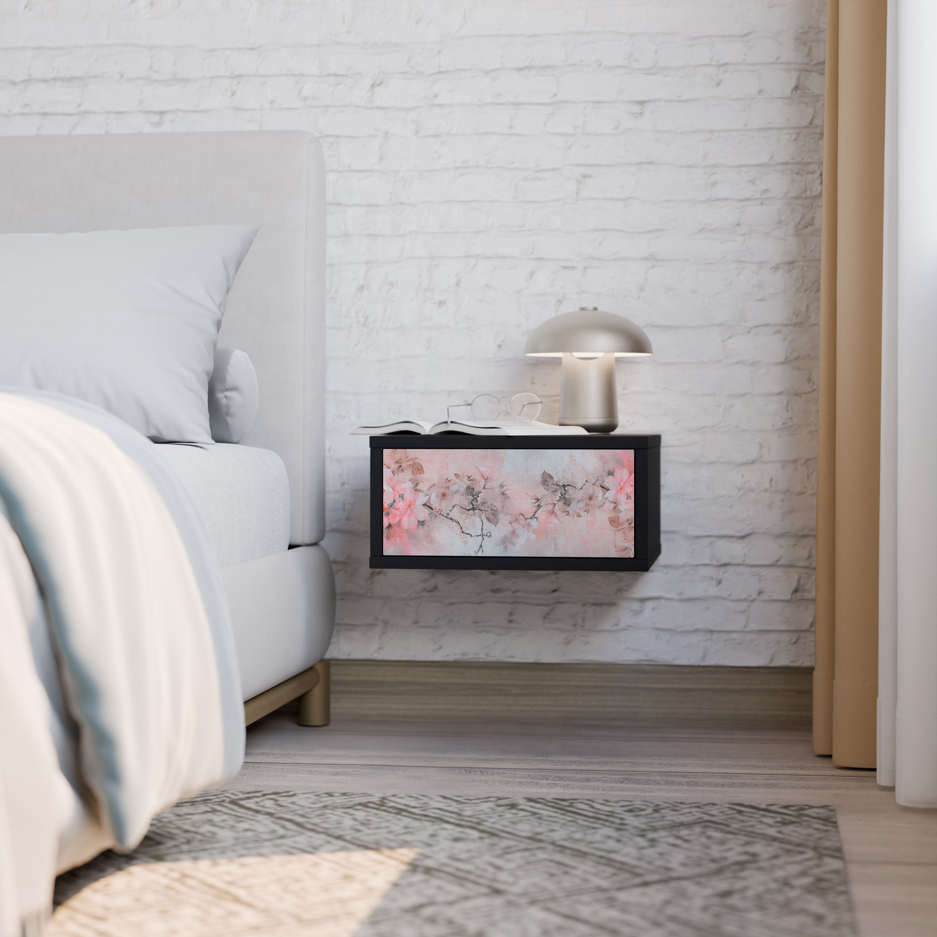 Table de chevet CHERRY BLOSSOM en finition noire