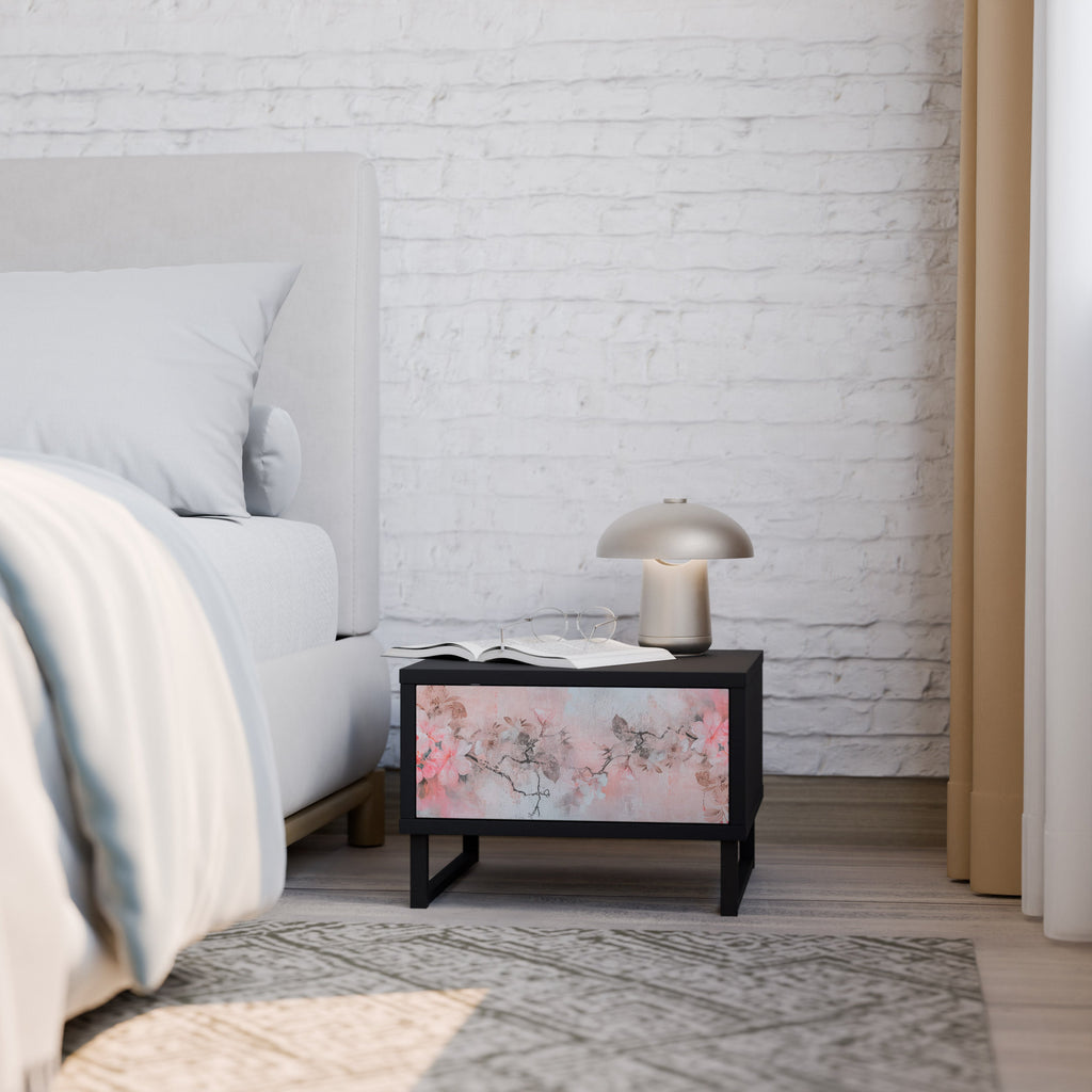 Table de chevet CHERRY BLOSSOM en finition noire