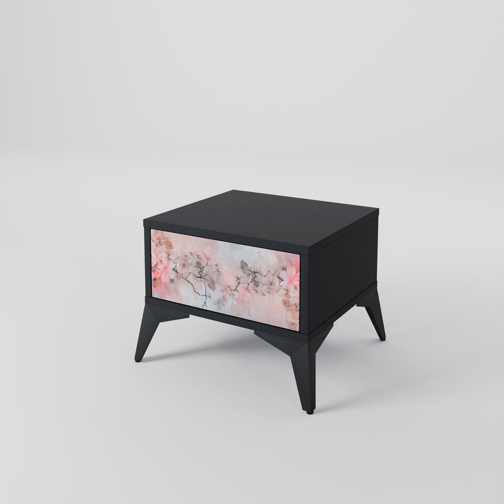 Table de chevet CHERRY BLOSSOM en finition noire