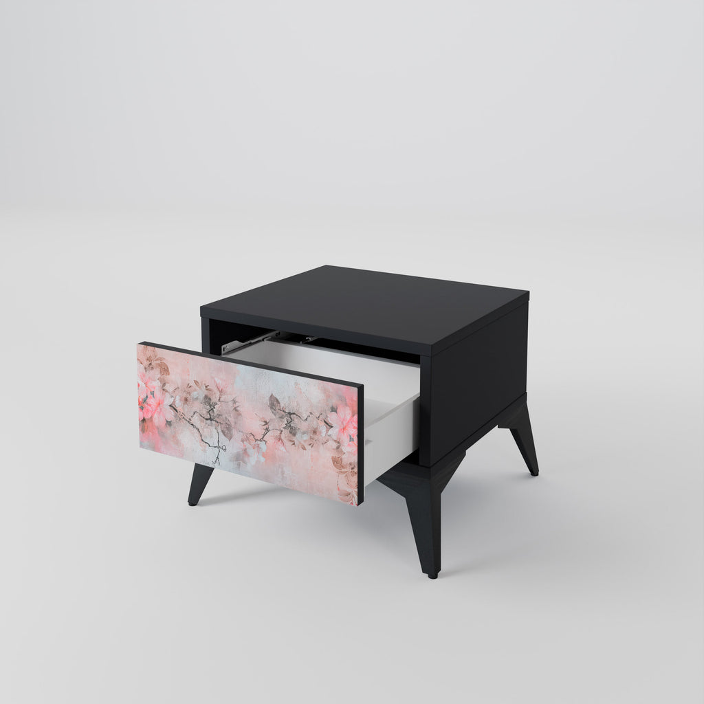 Table de chevet CHERRY BLOSSOM en finition noire