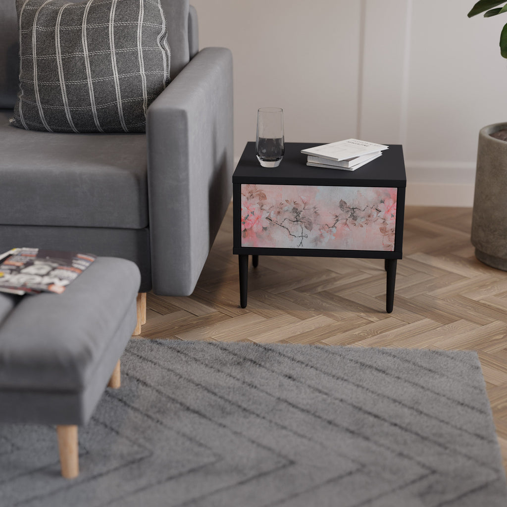 Table de chevet CHERRY BLOSSOM en finition noire