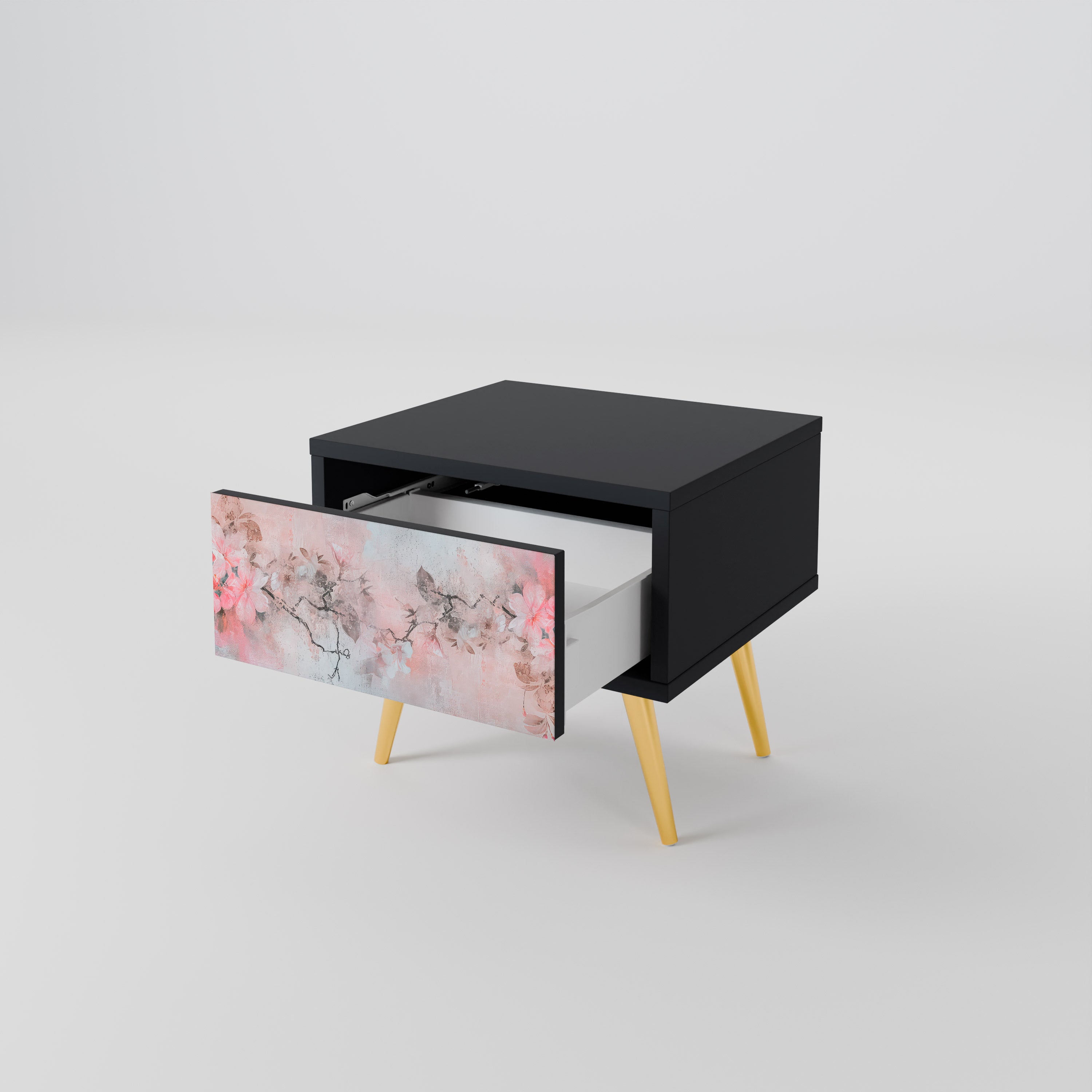 Table de chevet CHERRY BLOSSOM en finition noire