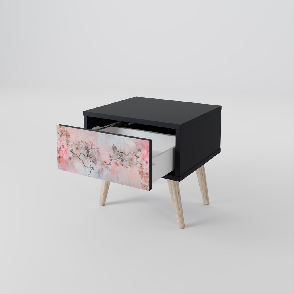Table de chevet CHERRY BLOSSOM en finition noire
