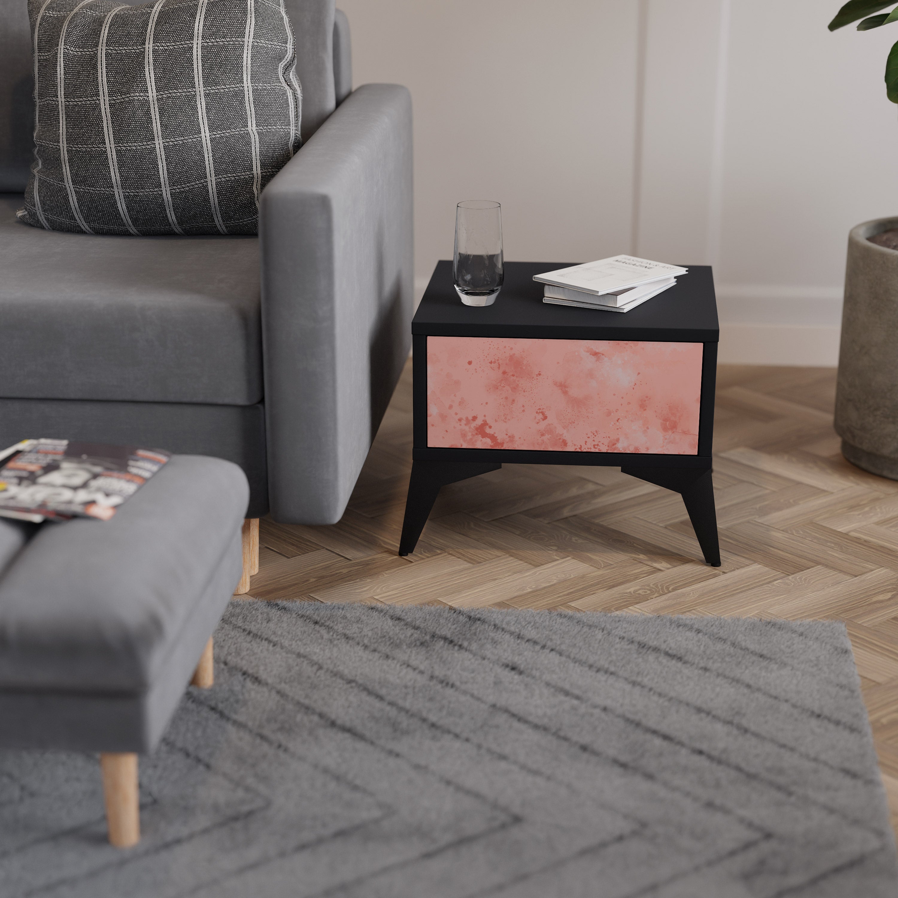 Table de chevet CRANE DANCE en finition noire