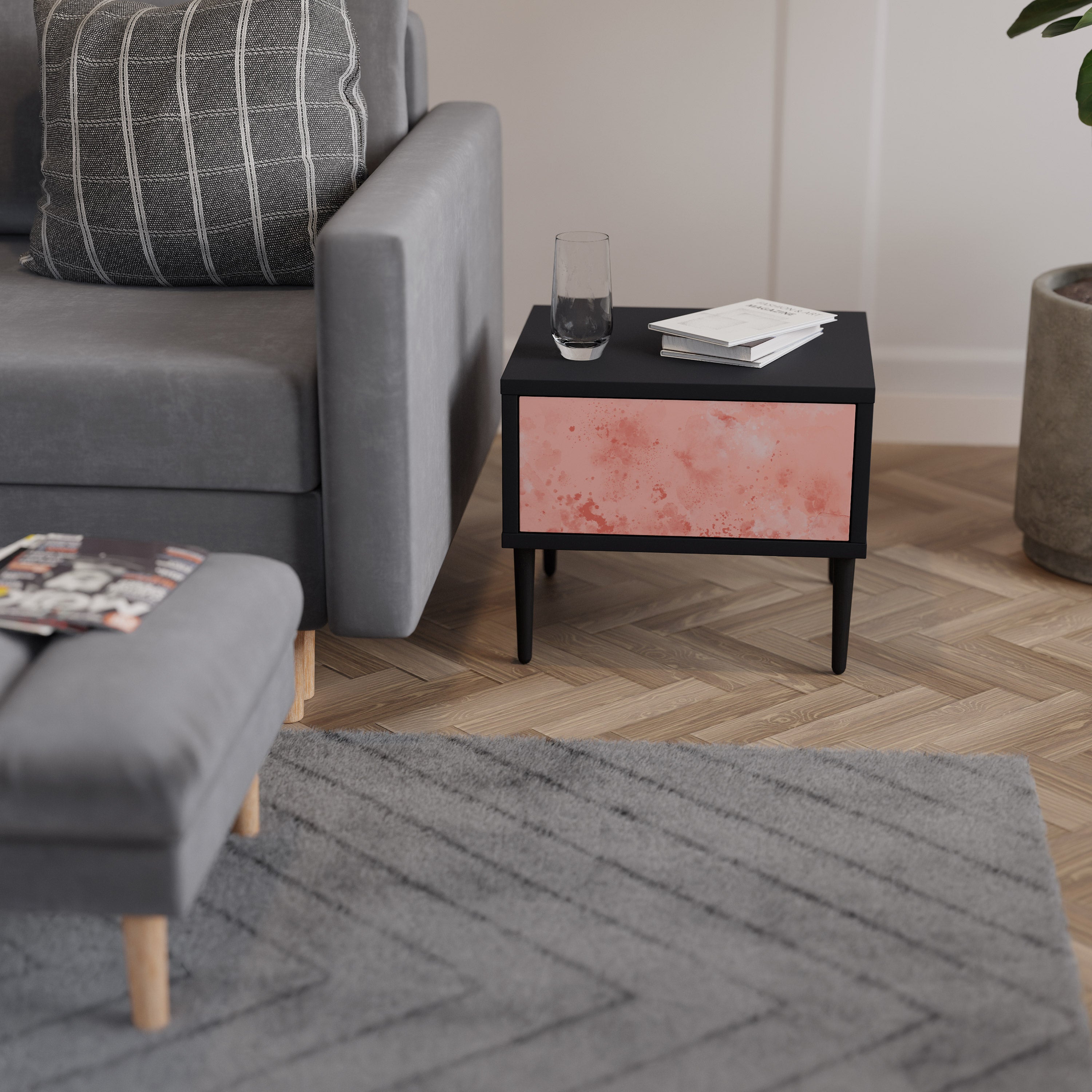 Table de chevet CRANE DANCE en finition noire