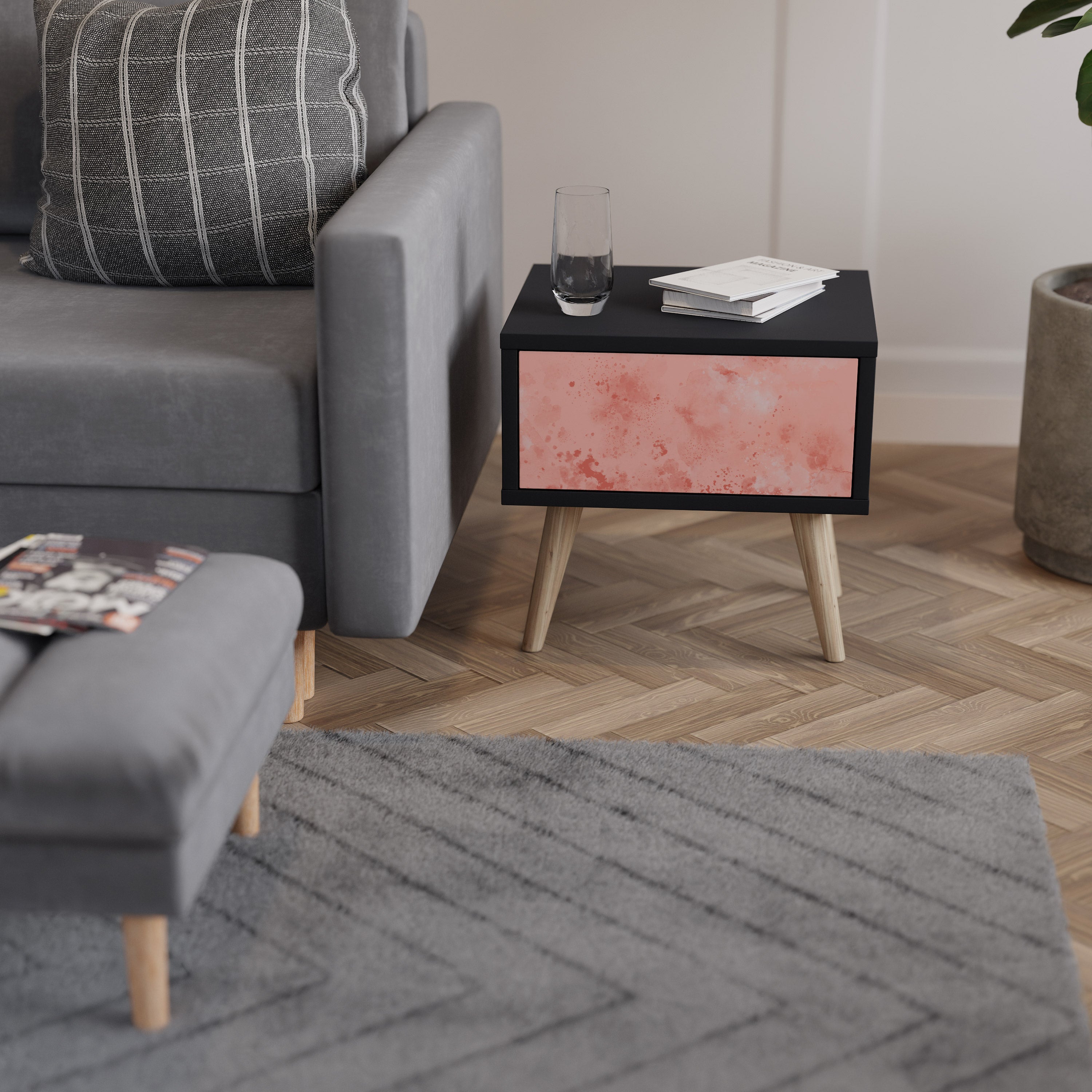 Table de chevet CRANE DANCE en finition noire