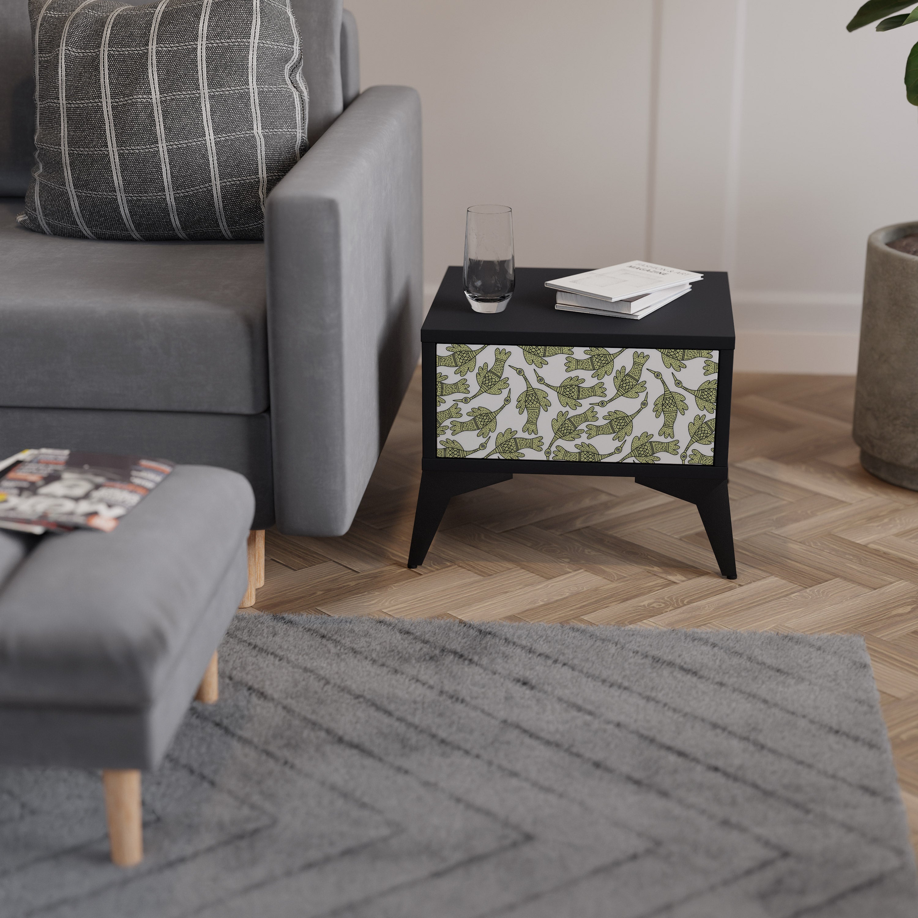 Table de chevet SEEDLING SONGBIRD en finition noire