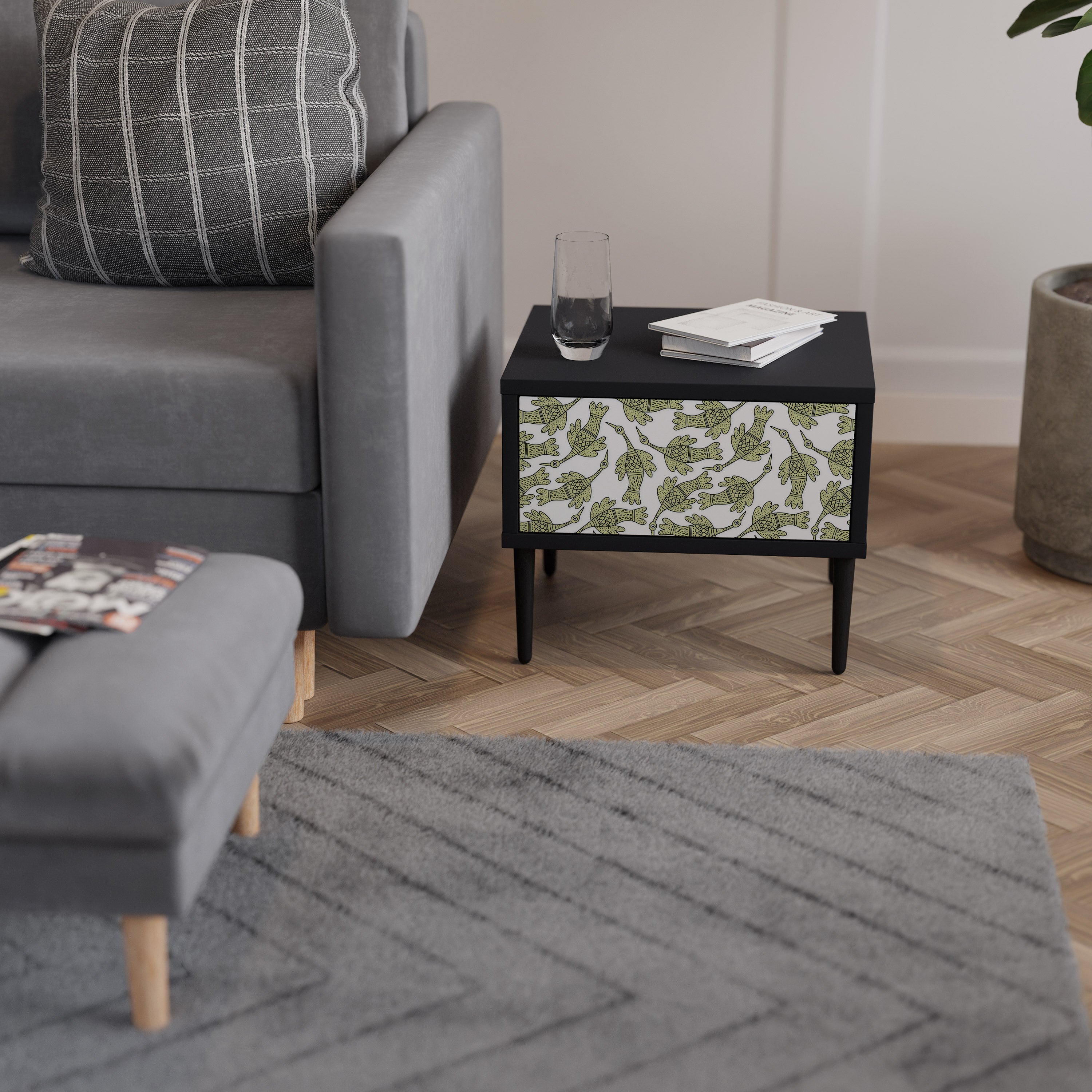 Table de chevet SEEDLING SONGBIRD en finition noire