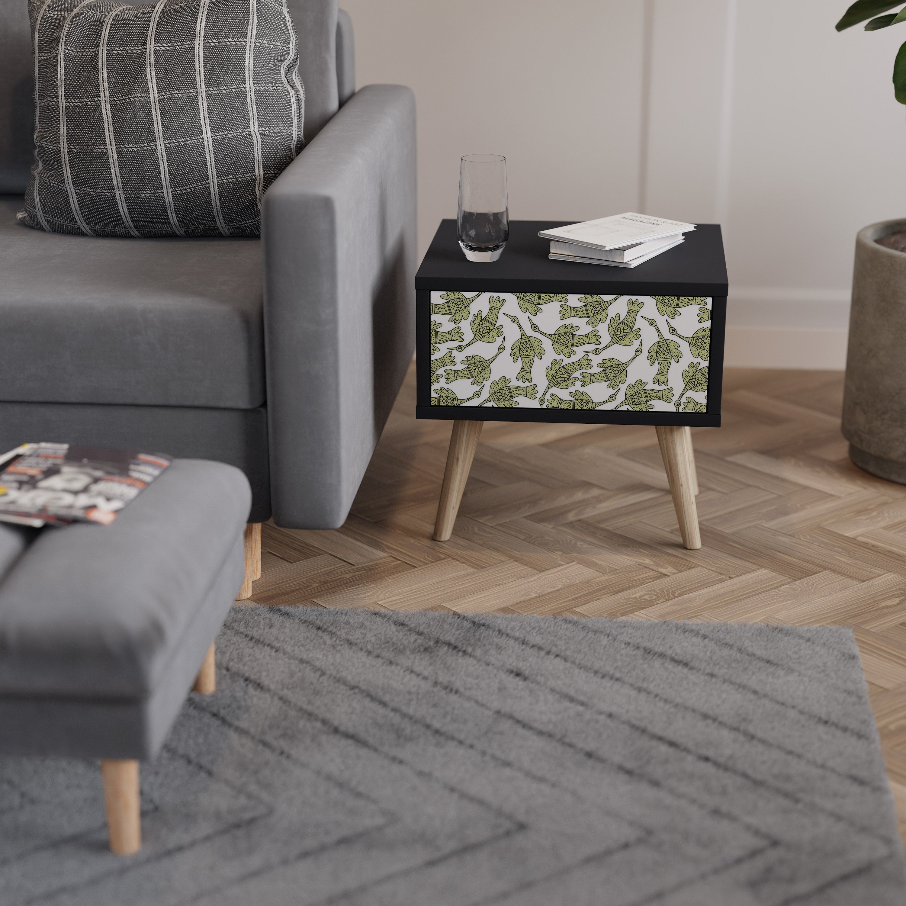 Table de chevet SEEDLING SONGBIRD en finition noire