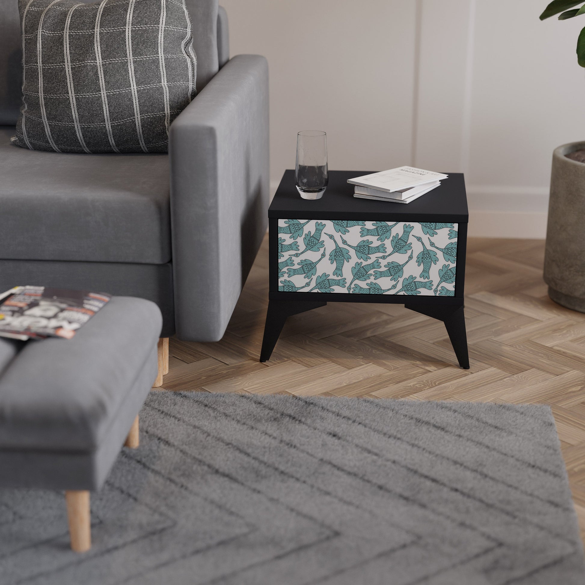 Table de chevet WATERSPOUT SONGIBIRD en finition noire