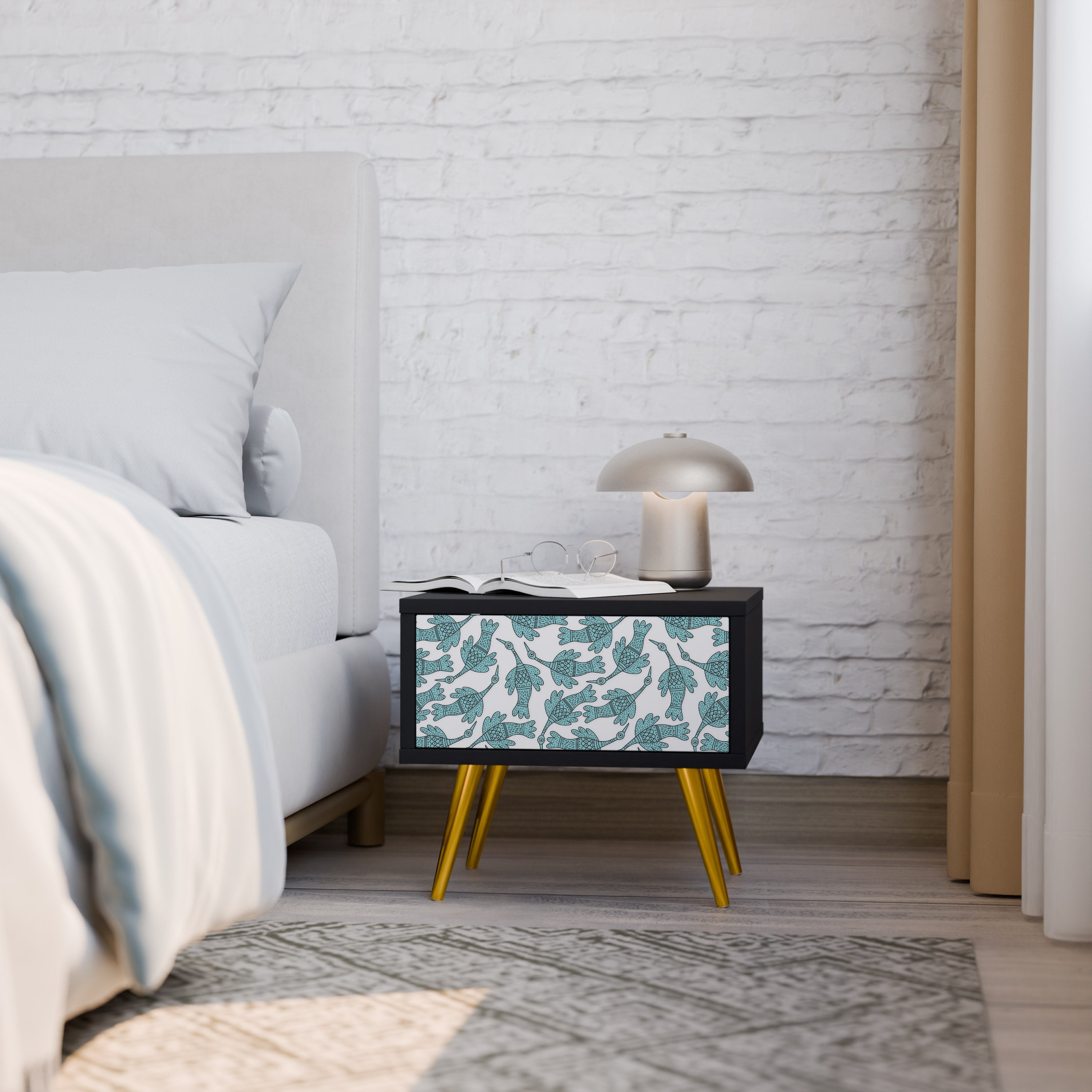 Table de chevet WATERSPOUT SONGIBIRD en finition noire