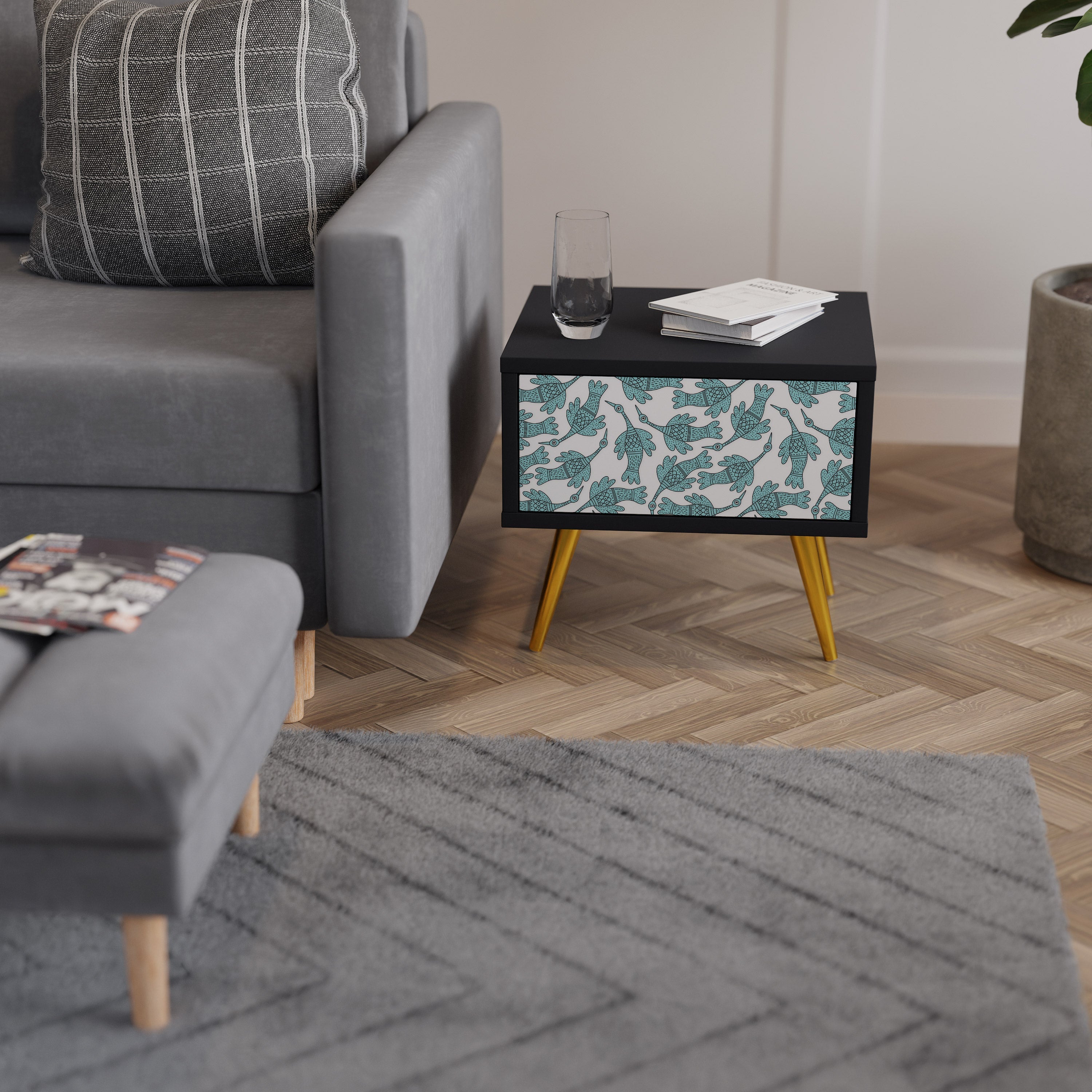 Table de chevet WATERSPOUT SONGIBIRD en finition noire