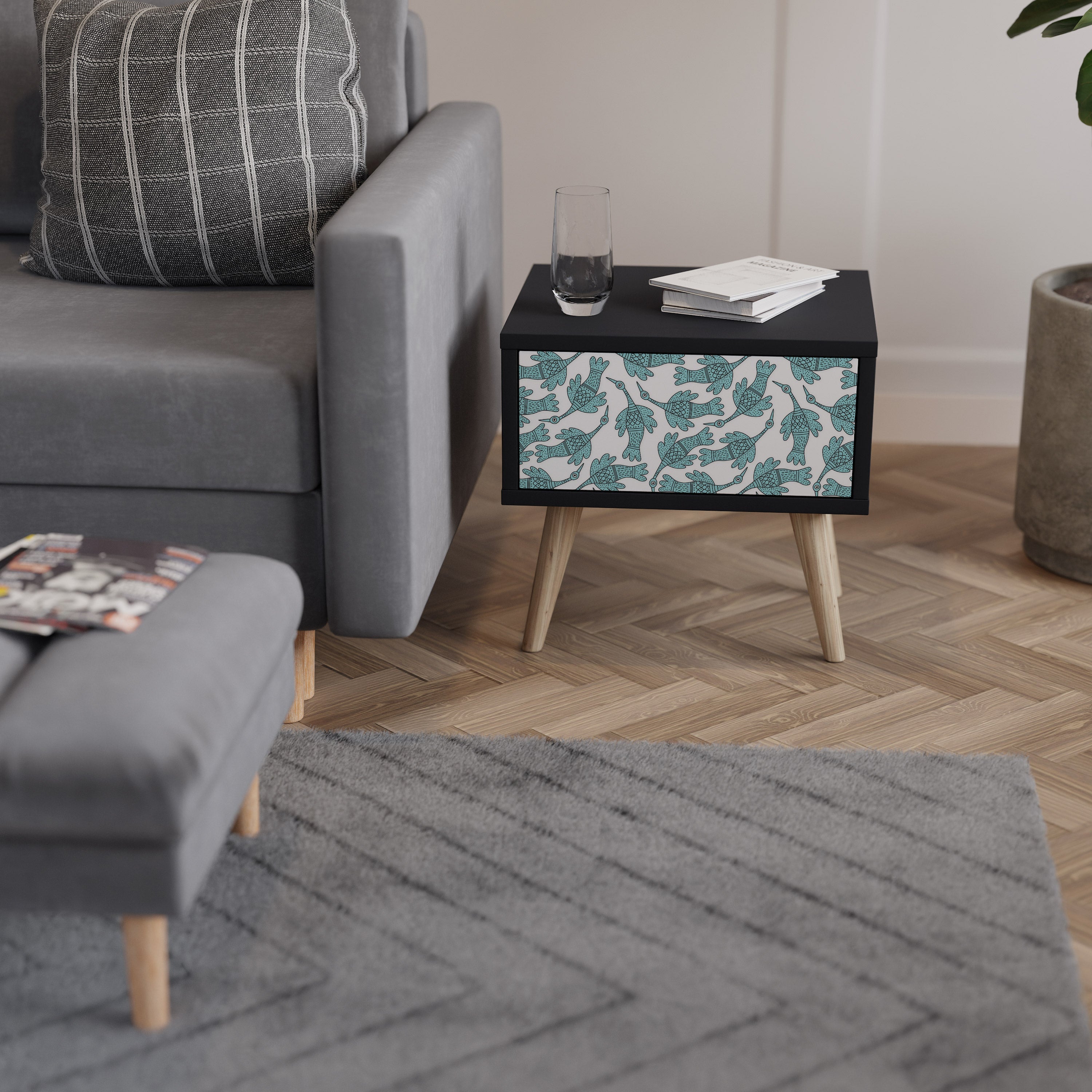 Table de chevet WATERSPOUT SONGIBIRD en finition noire