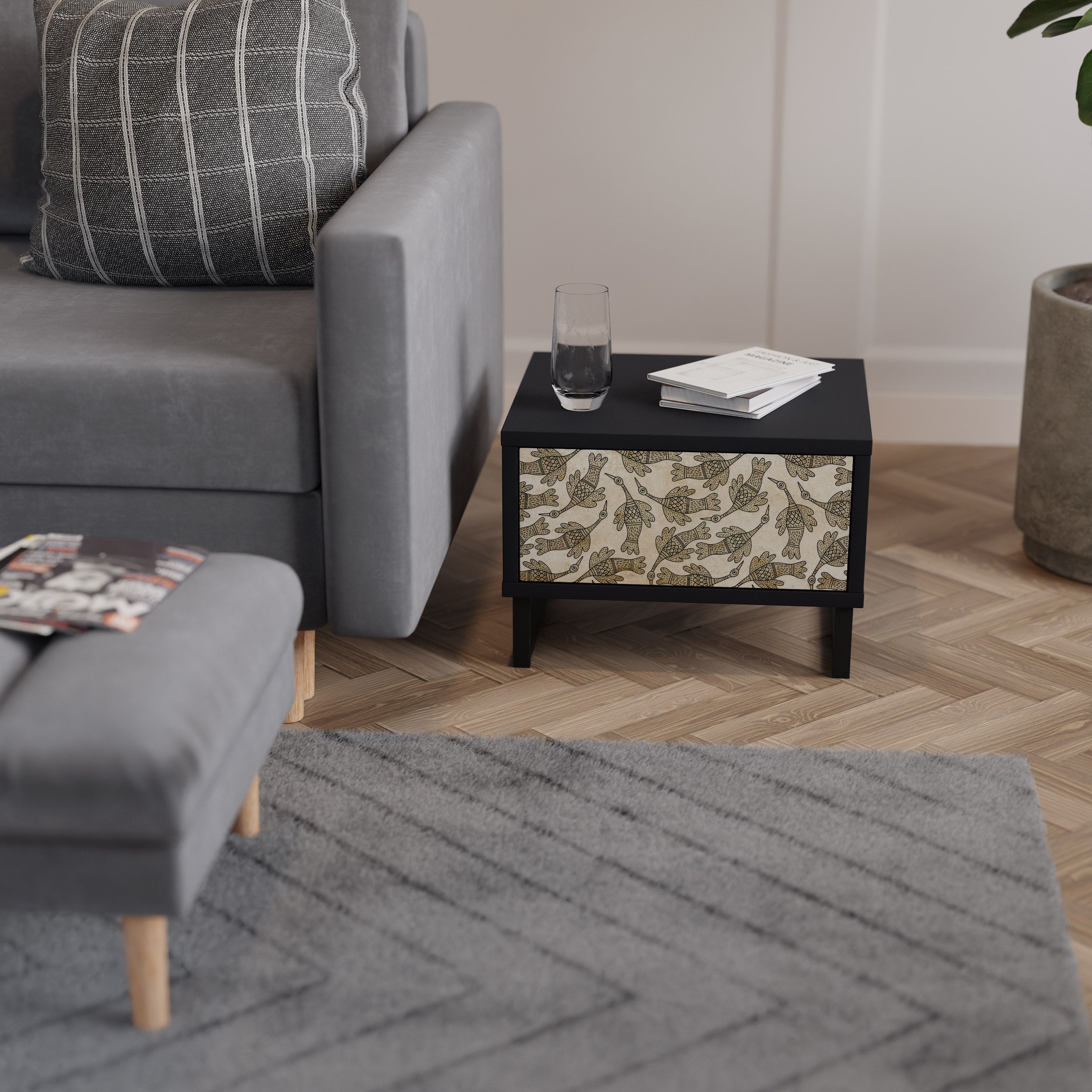 Table de chevet ALMONDINE SONGBIRD en finition noire
