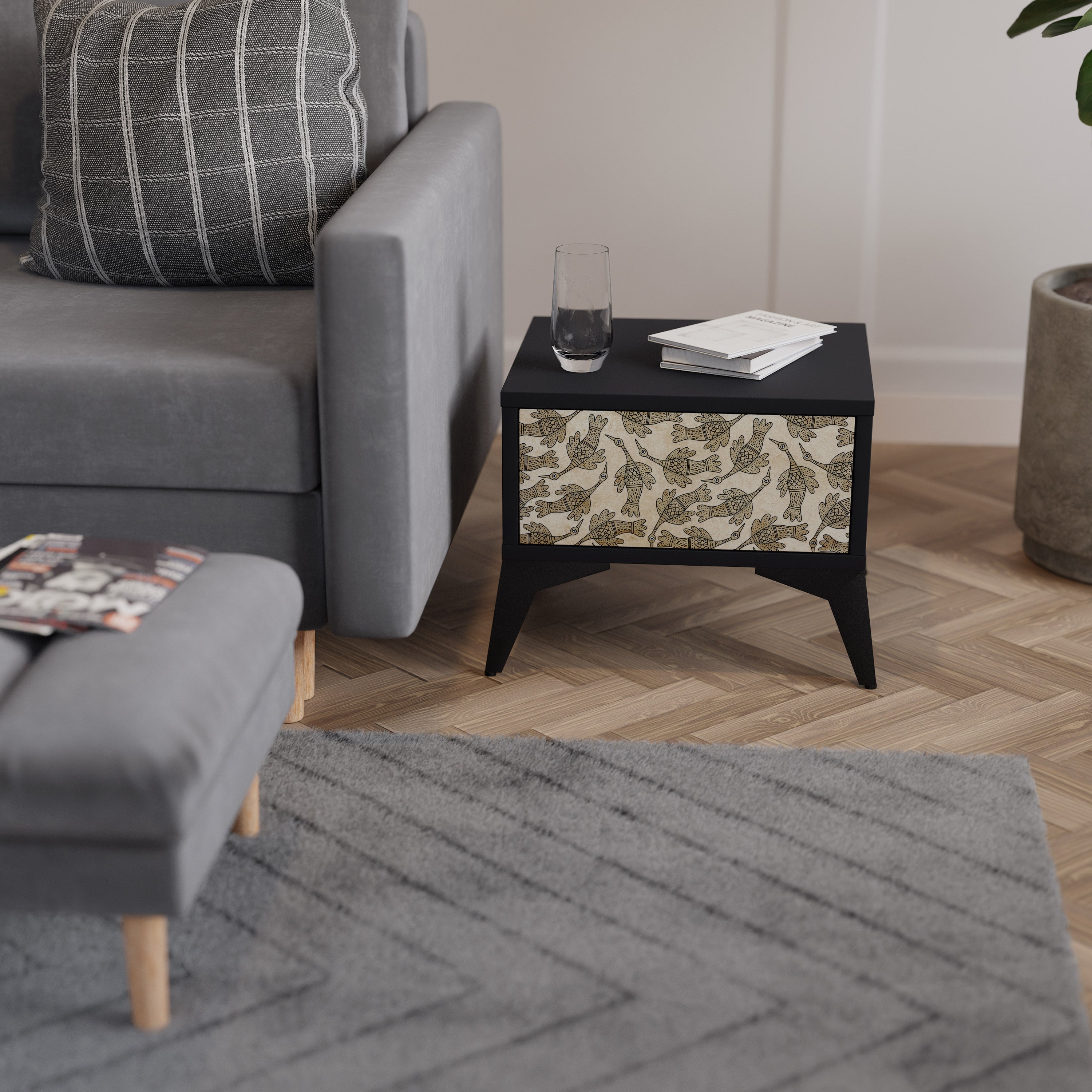 Table de chevet ALMONDINE SONGBIRD en finition noire
